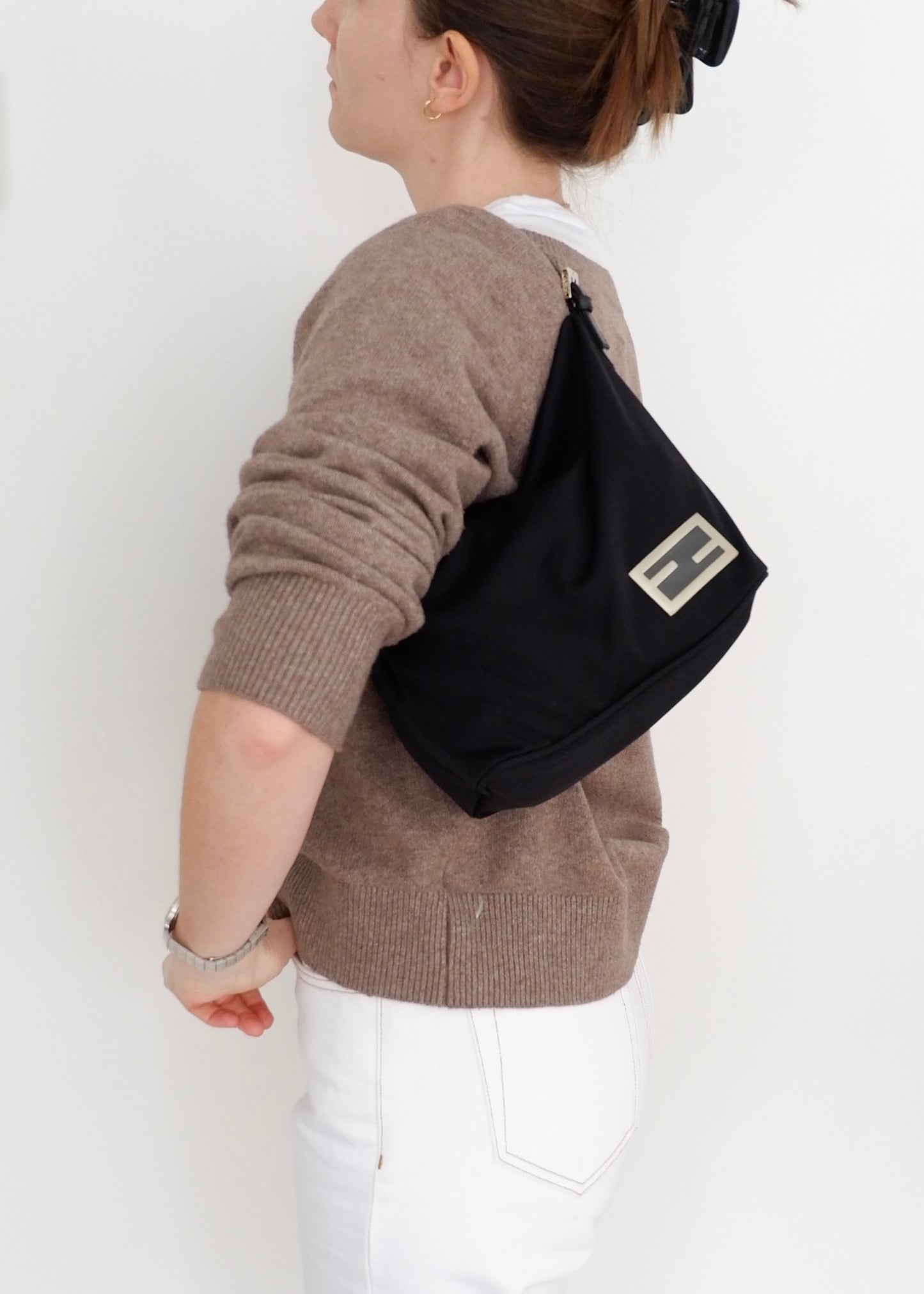 Authentic Preowned Fendi Black Neoprene Hobo Shoulder Bag