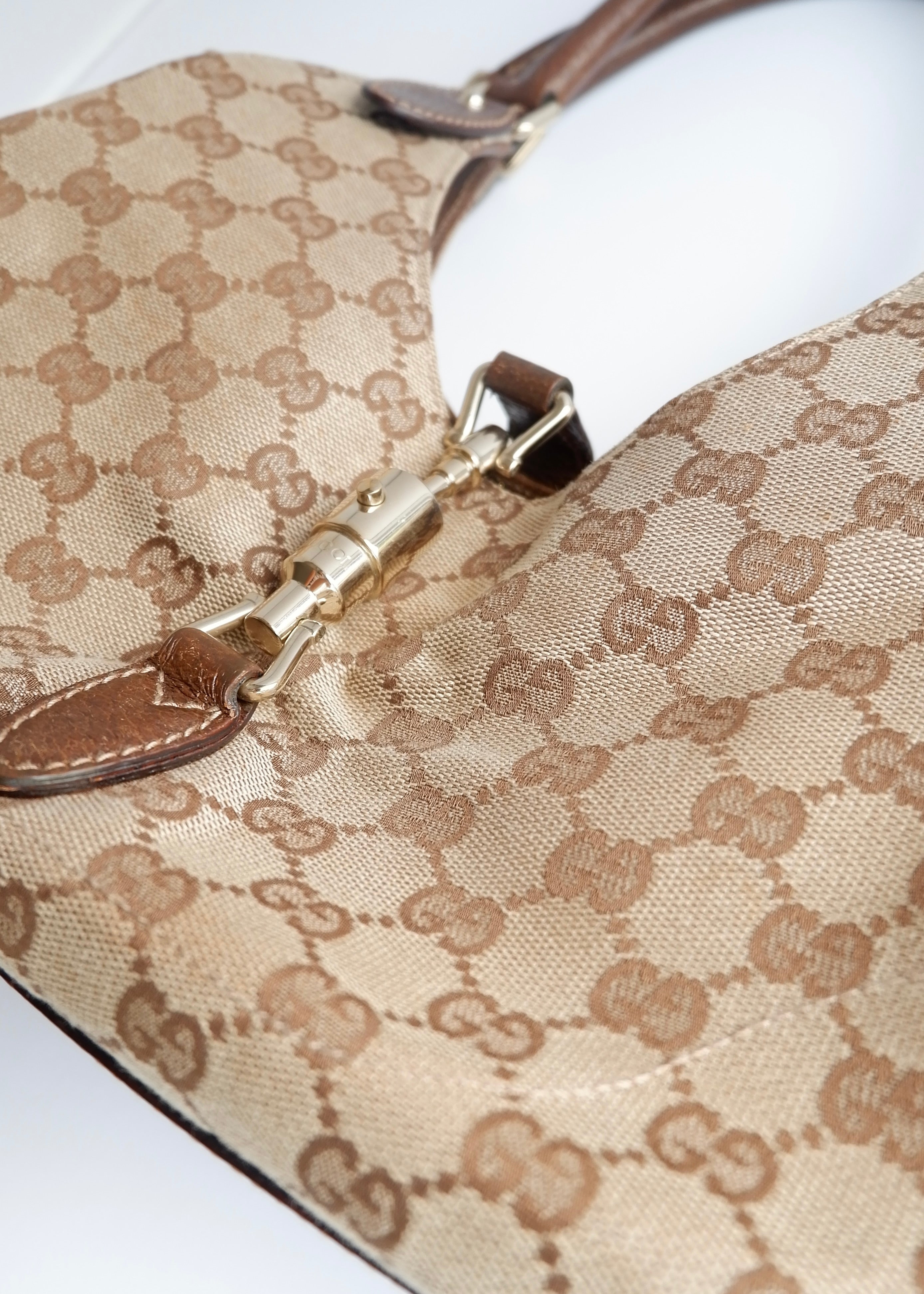 Preowned Gucci Brown GG Canvas Bardot Shoulder Bag
