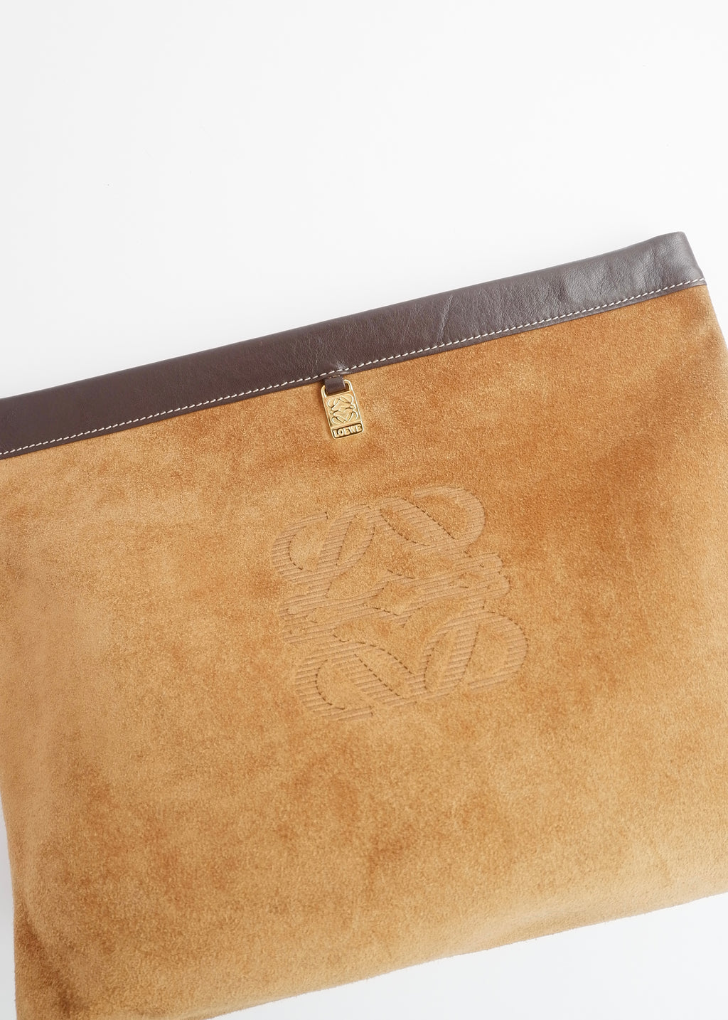 Authentic Preowned Loewe Brown Suede Oversized Clutch Bag