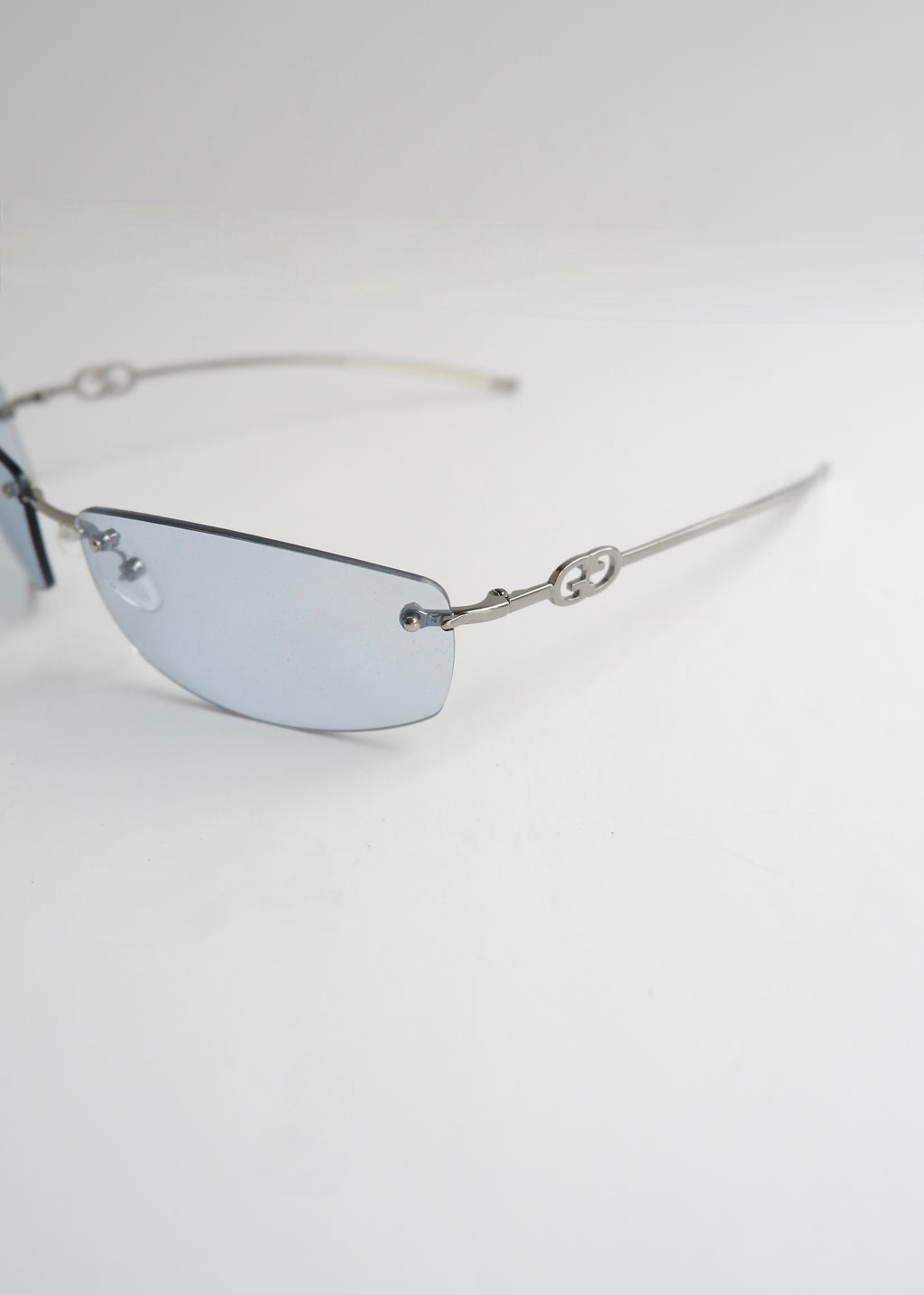 Authentic Preowned Vintage Gucci Light Blue Clear Lense Sunglases