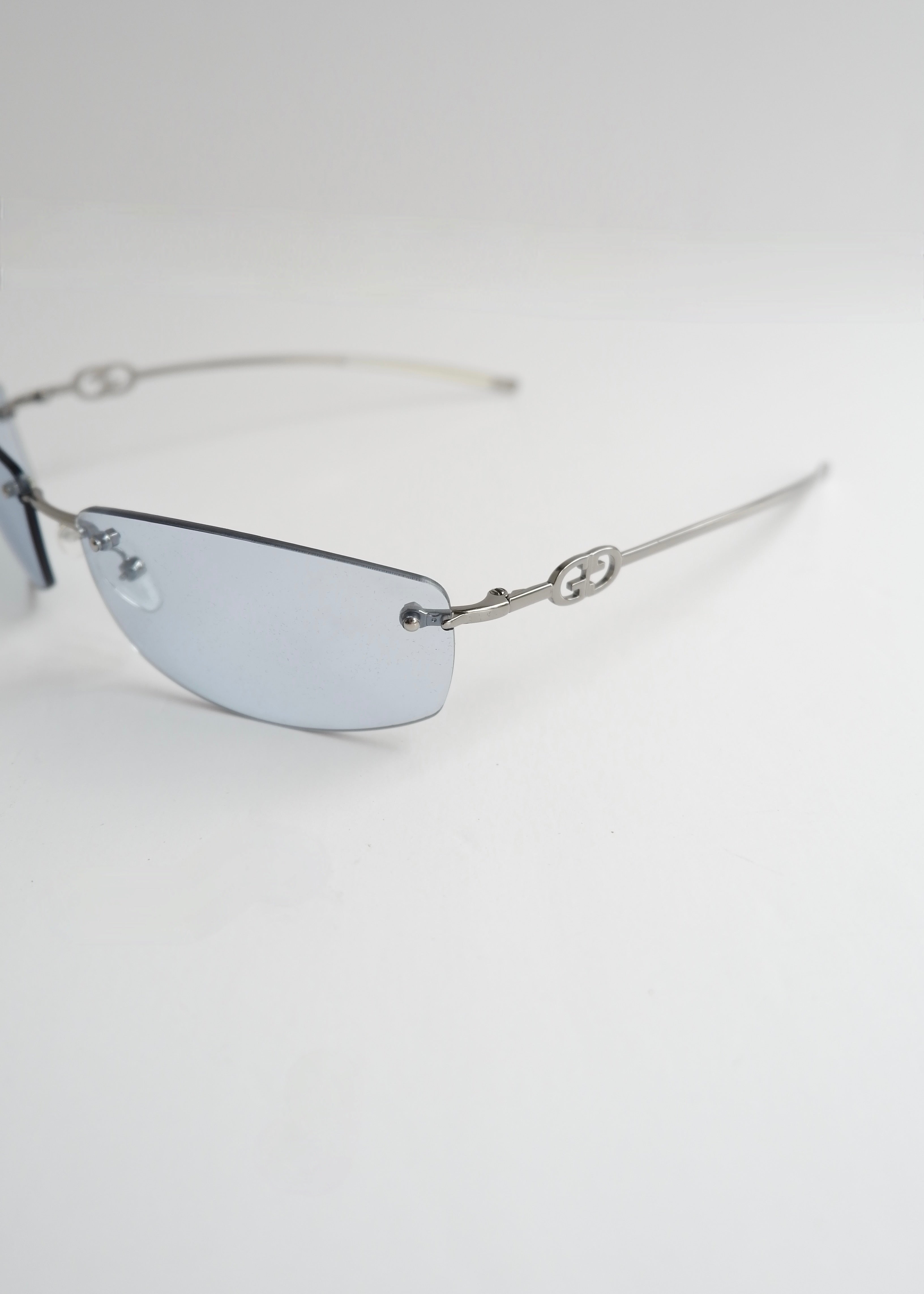 Authentic Preowned Vintage Gucci Light Blue Clear Lense Sunglases