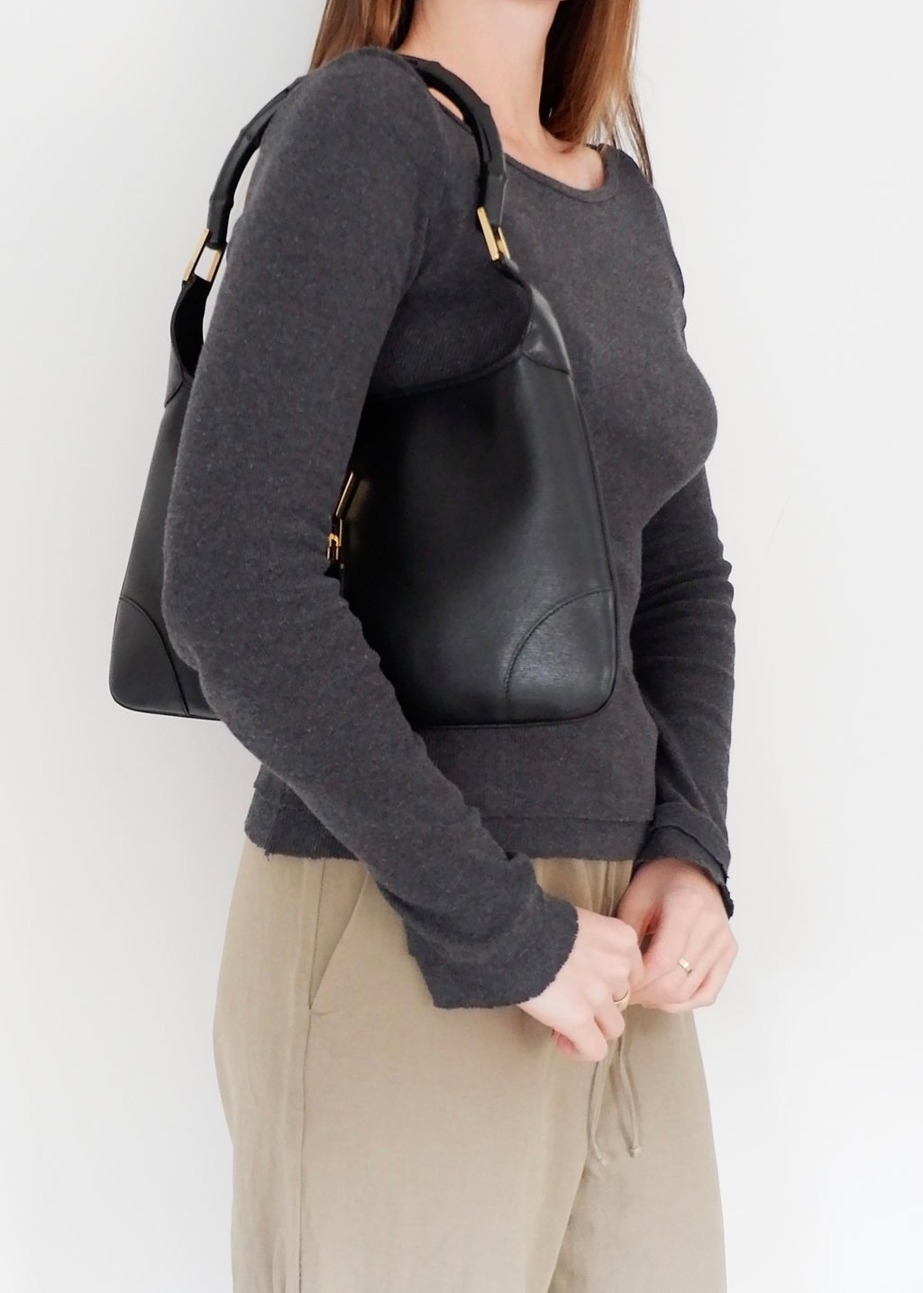 Authentic Preowned Gucci Jackie O Black Leather Bamboo Shoulder Bag
