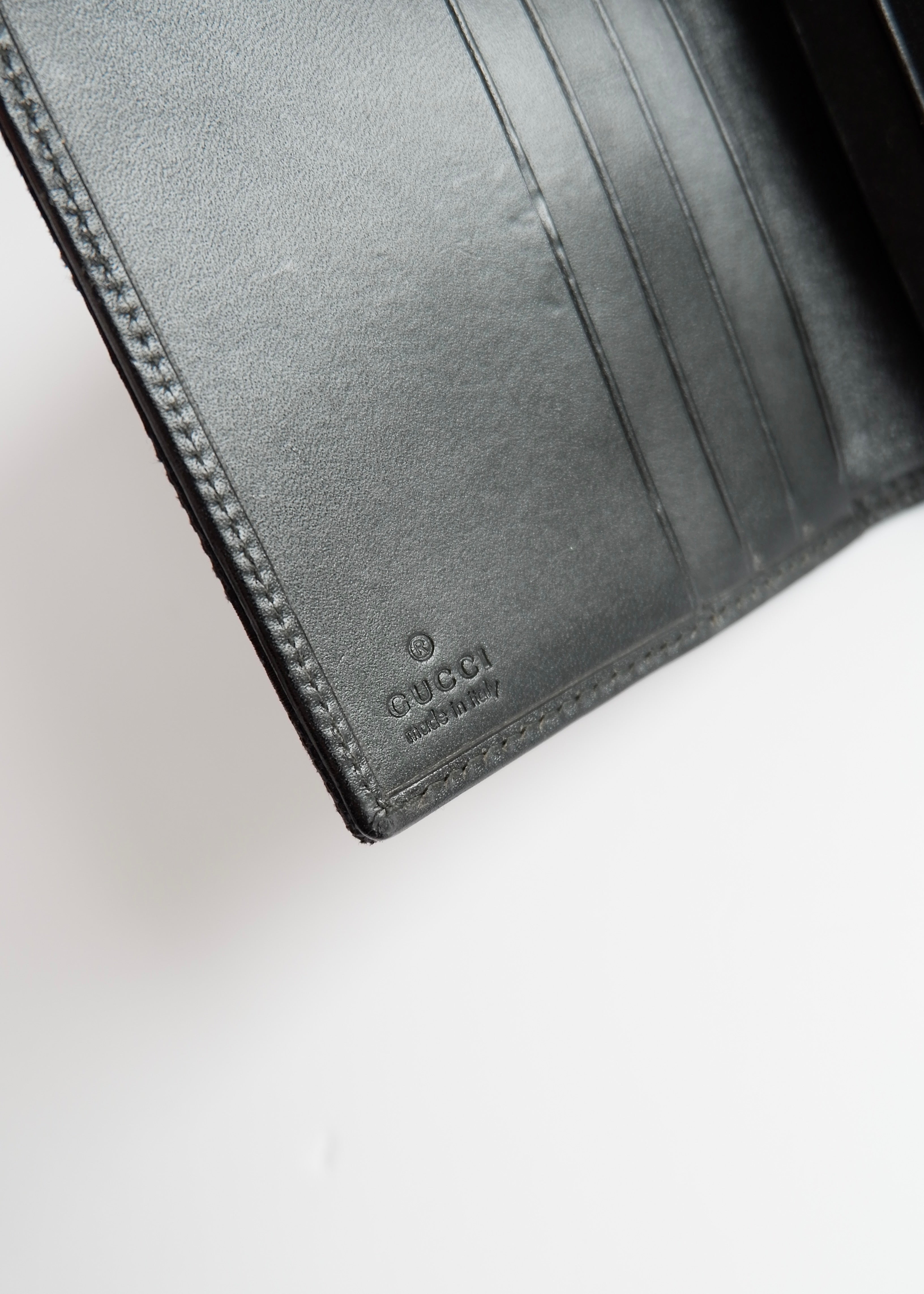 Preowned Gucc Black GG Canvas Compact Jackie Wallet