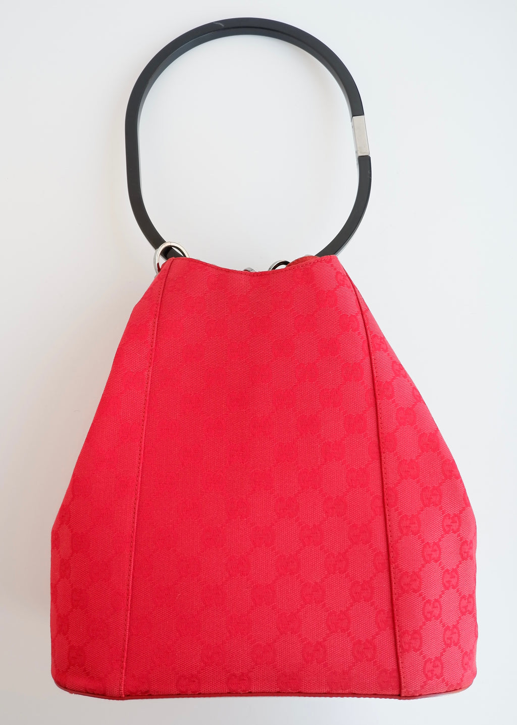 Authentic Preowned Gucci Red GG Canvas Hoop Shoulder Bag