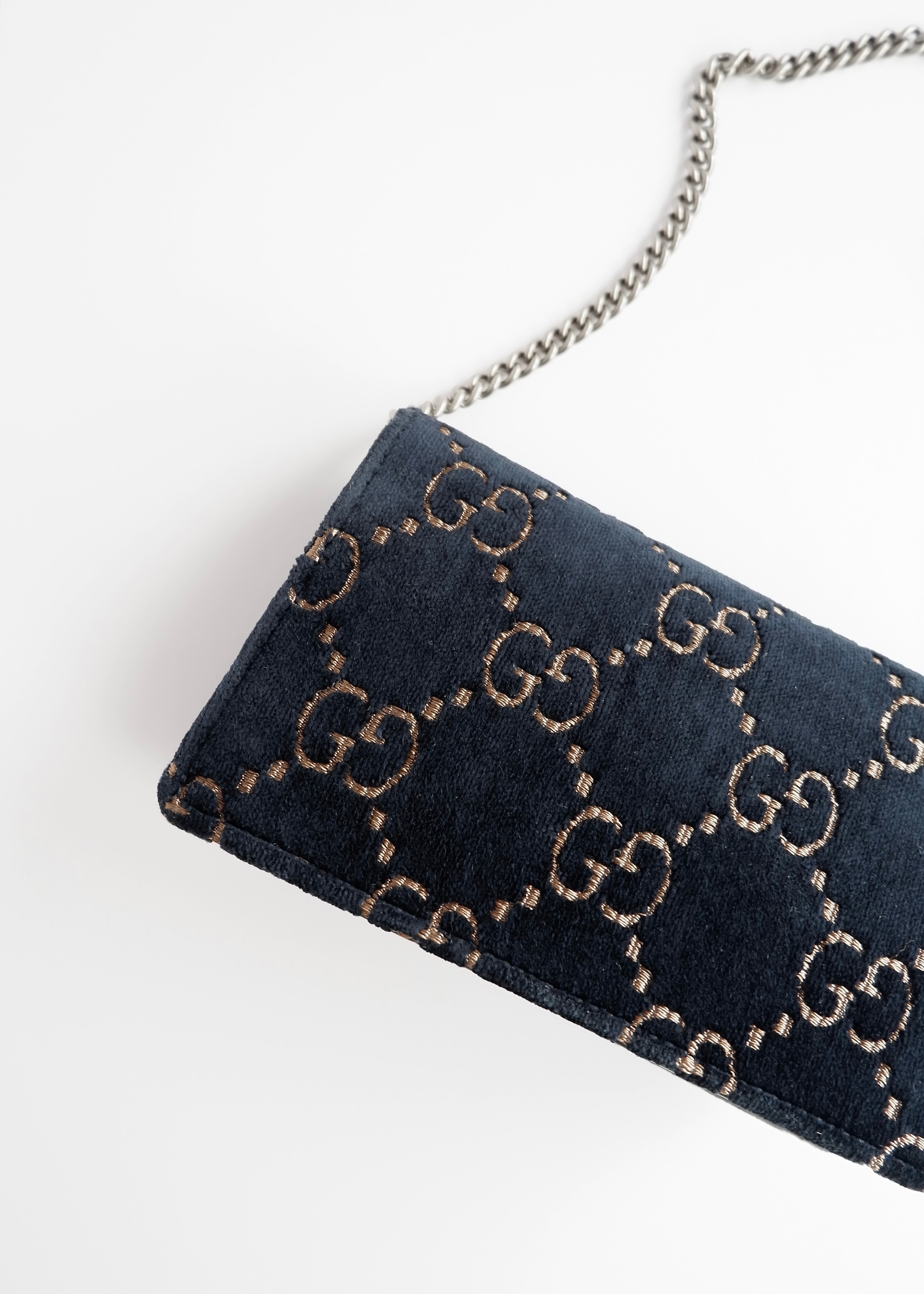 Authentic Preowned Gucci Navy Velvet Super Mini Dionysus Bag