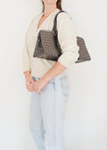 Authentic Preowned Vintage Fendi Navy Zucchino East West Shoulder Bag