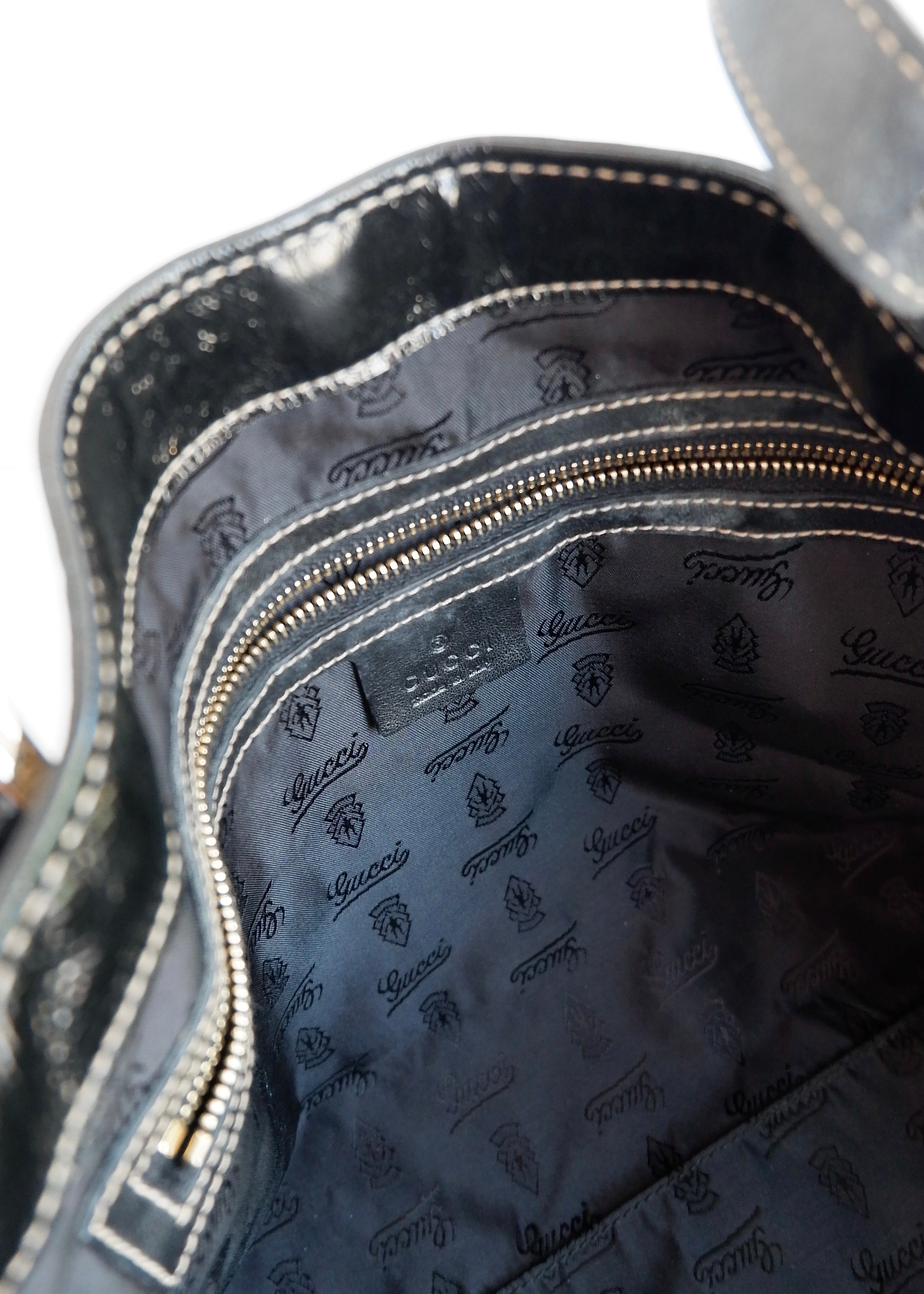 Preowned Gucci Black Dialux/ Patent Leather Britt Shoulder Tote