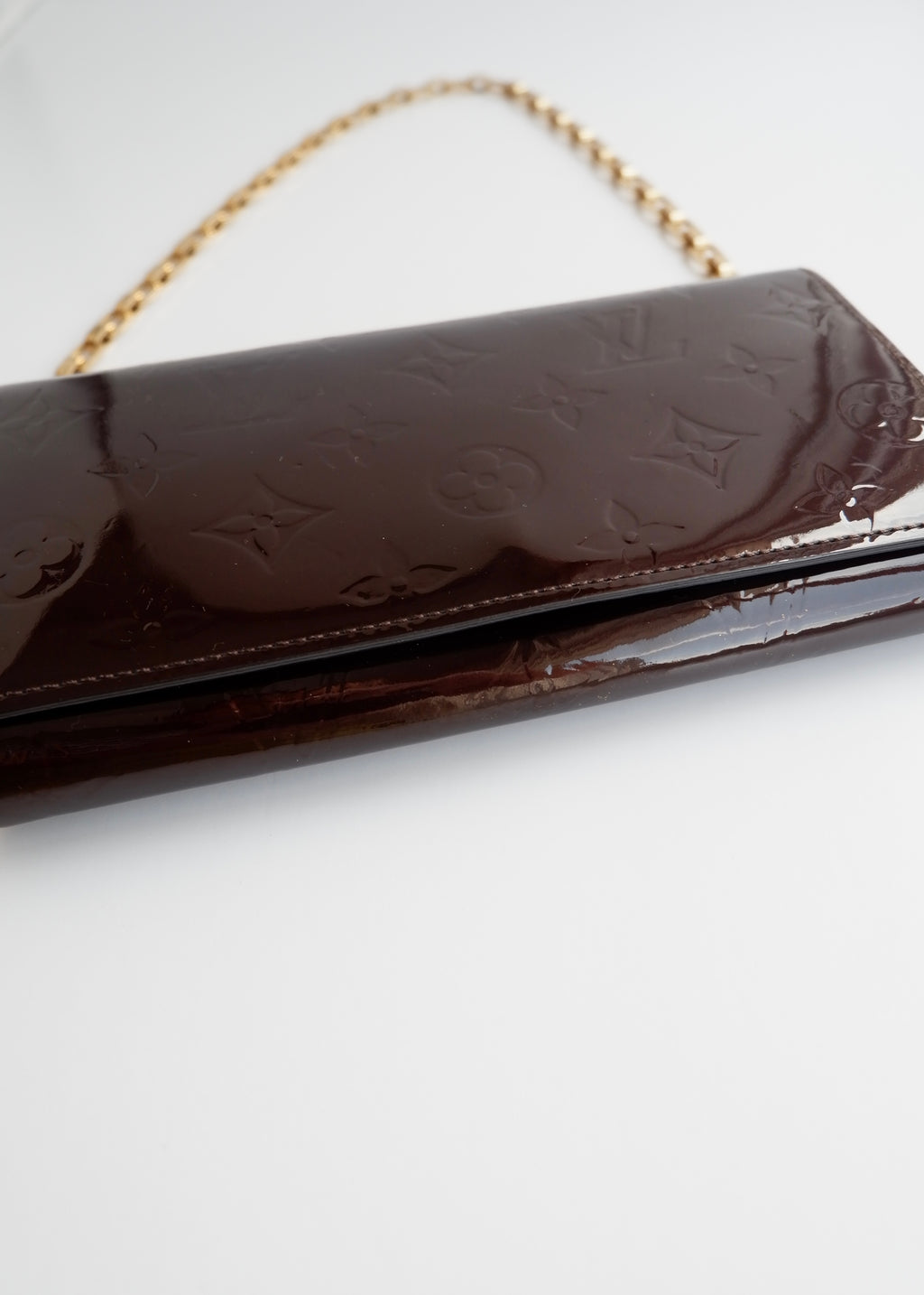 Preowned Louis Vuitton Monogram Vernis Amarante Sarah Chain Wallet