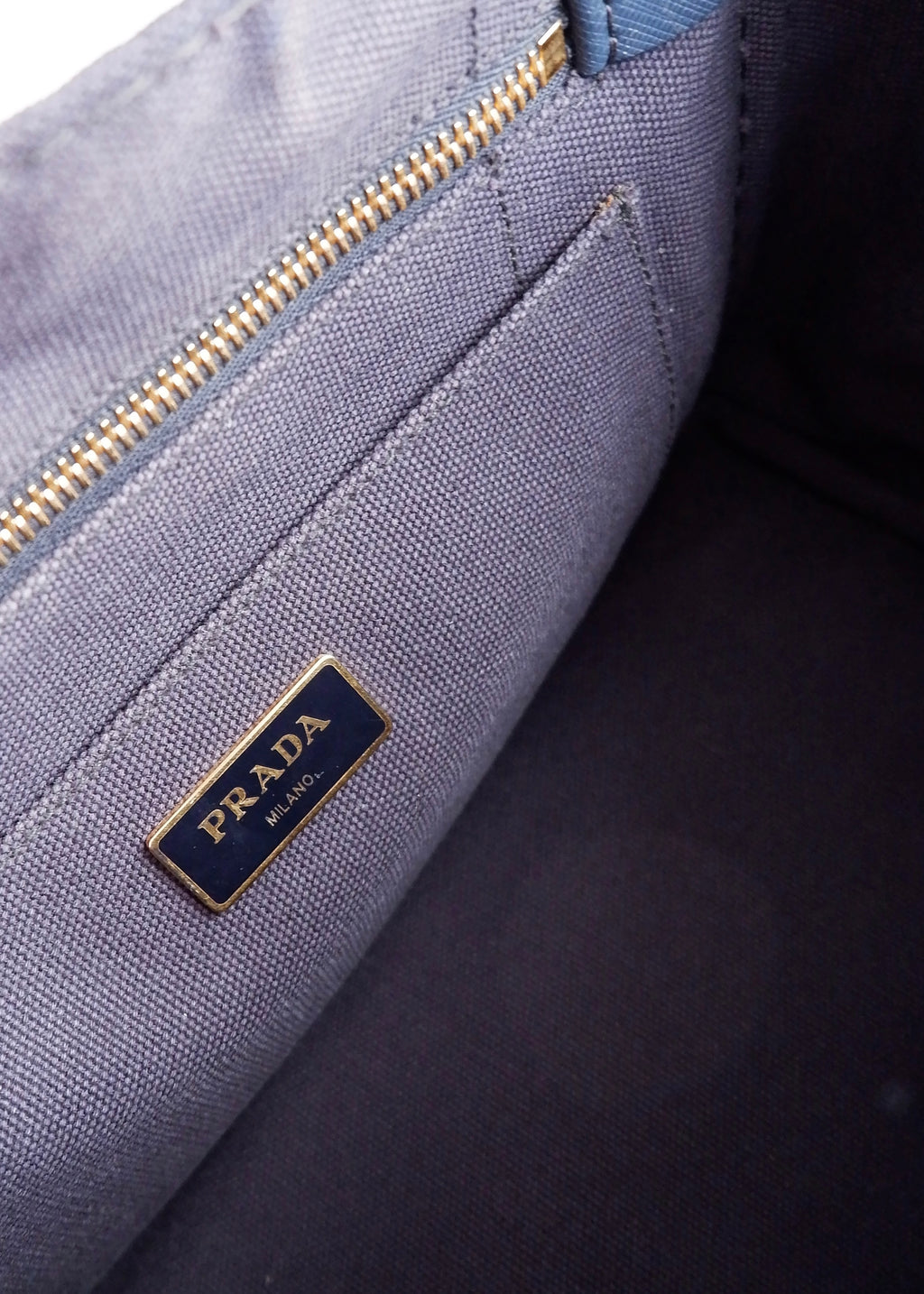 Authentic Preowned Prada Navy Canvas Canapa Two Way Bag