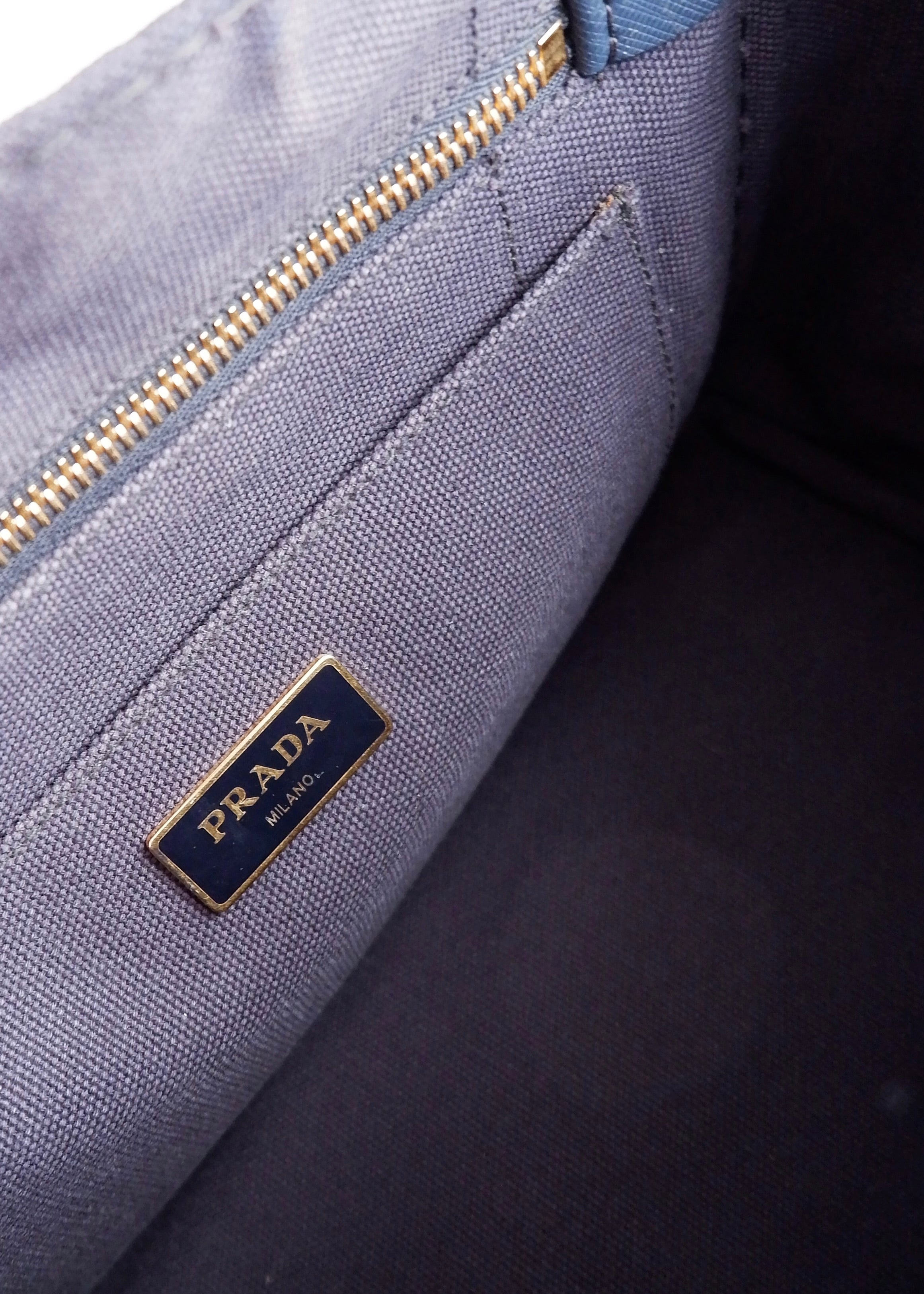 Authentic Preowned Prada Navy Canvas Canapa Two Way Bag