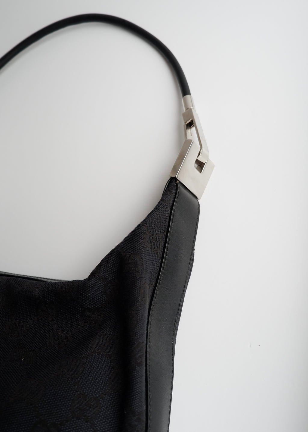 Authentic Preowned Gucci Black GG Canvas SHW Shoulder Bag