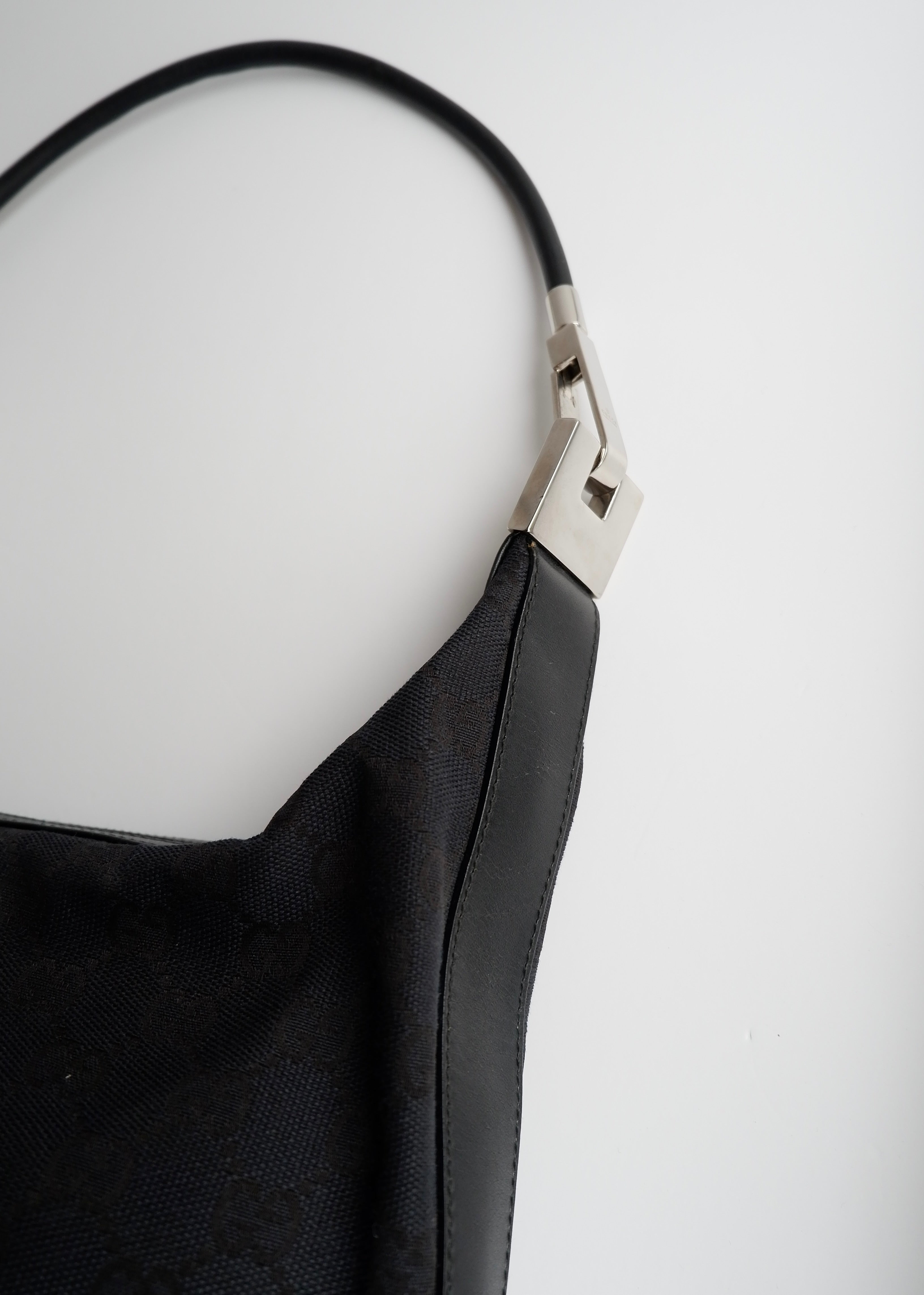 Authentic Preowned Gucci Black GG Canvas SHW Shoulder Bag