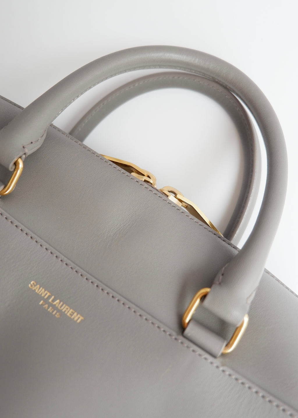 Authentic Preowned Saint Laurent Grey Leather Baby Two Way Duffle