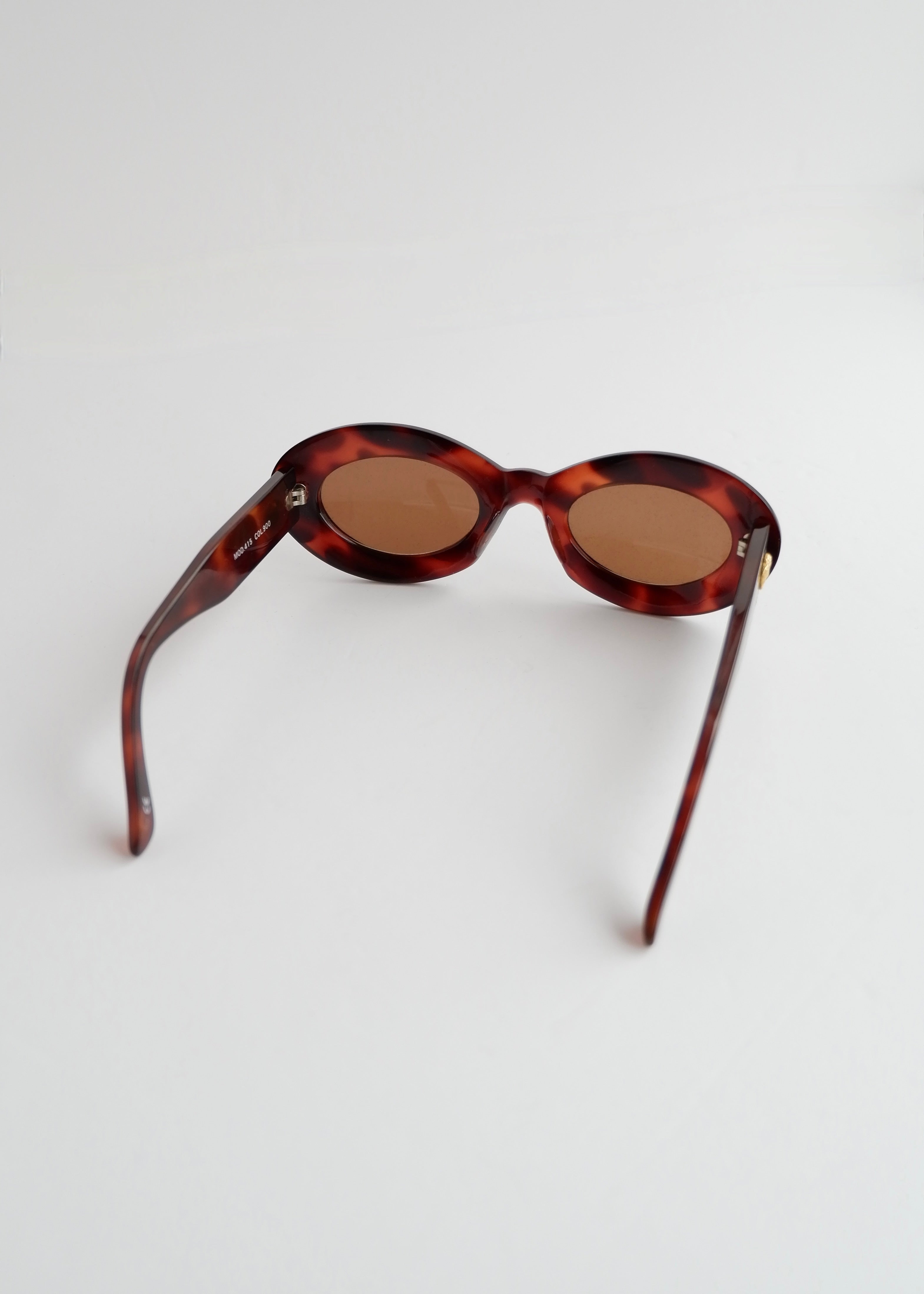 Authentic Preowned Vintage Versace Brown Tortoise Round Frame Sunglasses