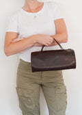 Preowned Vintage Celine Brown Leather Top Handle Cubic Bag