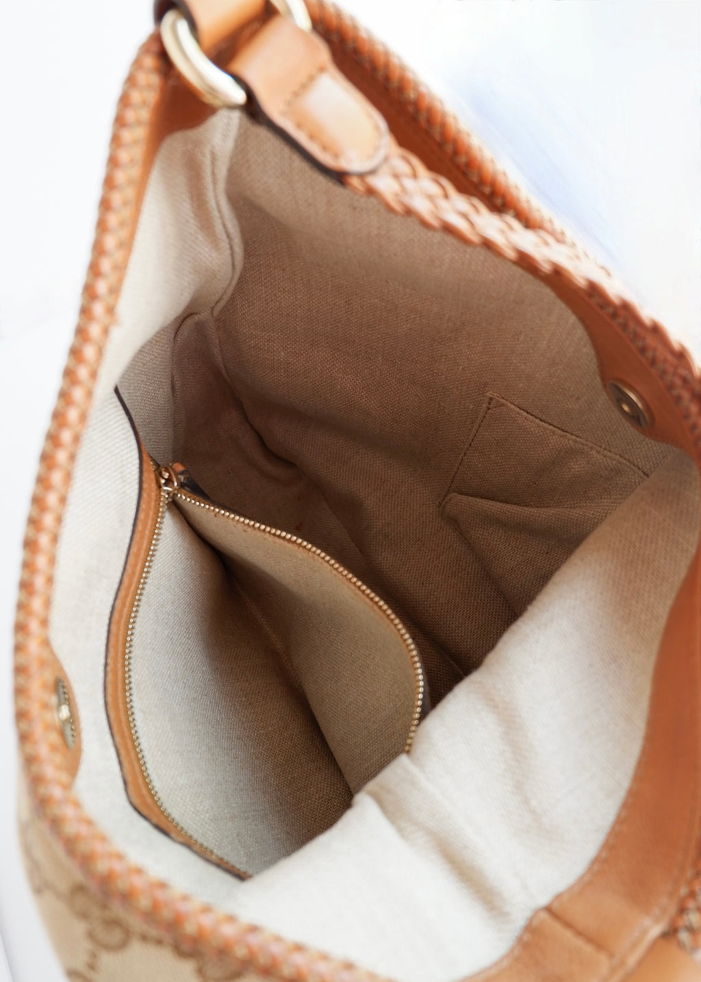 Preowned Gucci Brown GG Canvas Leather Tassel Shoulder Bag
