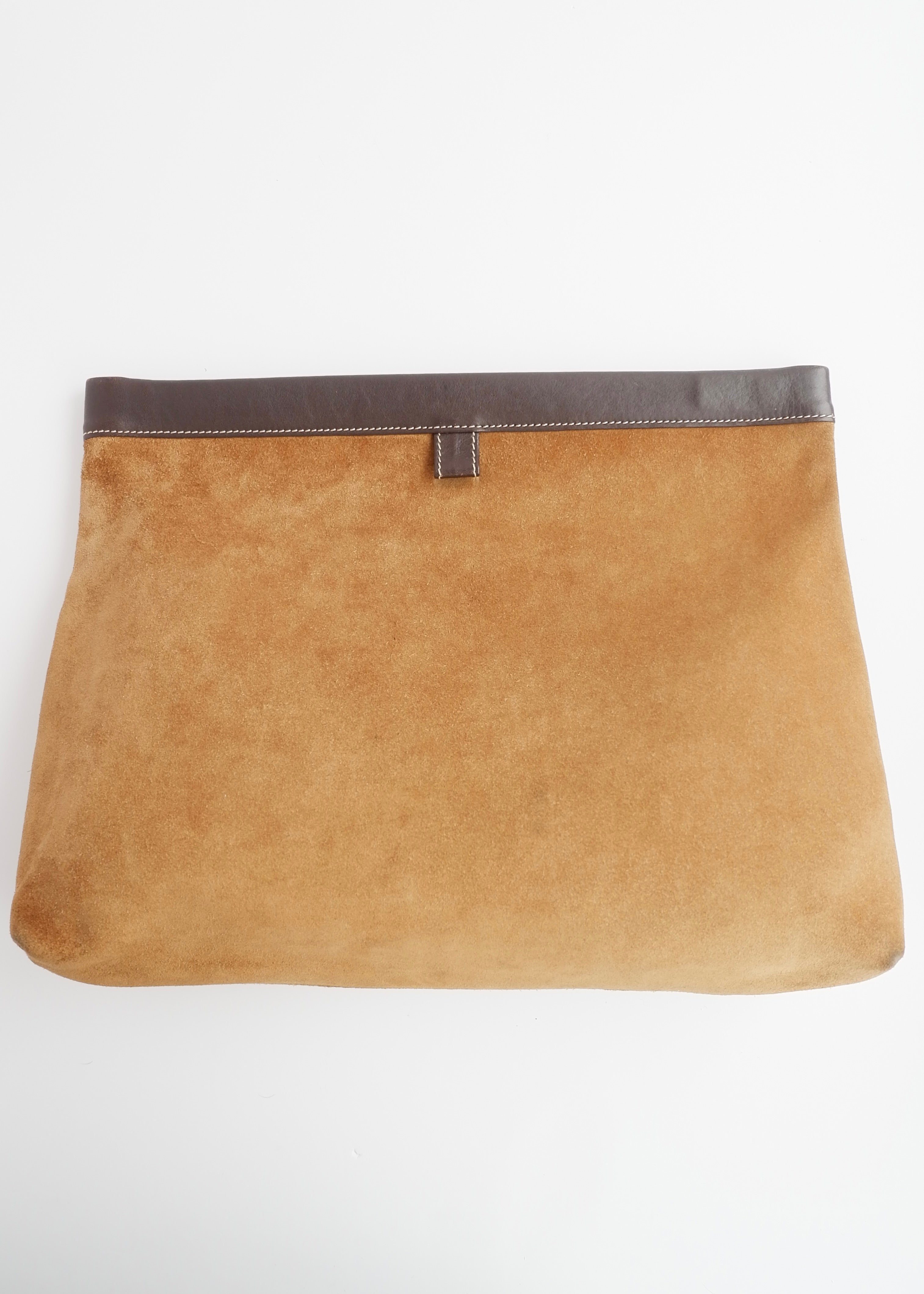 Authentic Preowned Loewe Brown Suede Oversized Clutch Bag