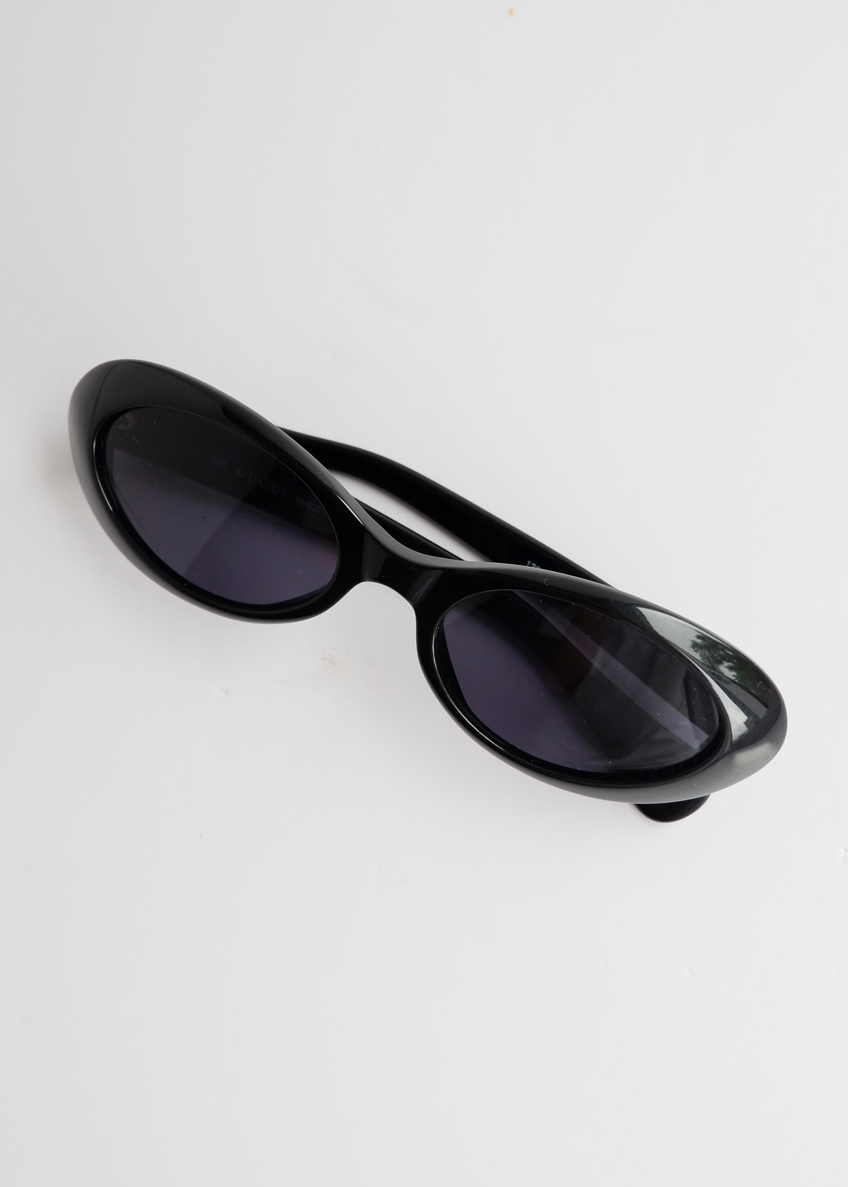 Authentic Preowned Vintage Gucci Black Oval Frame Sunglasses
