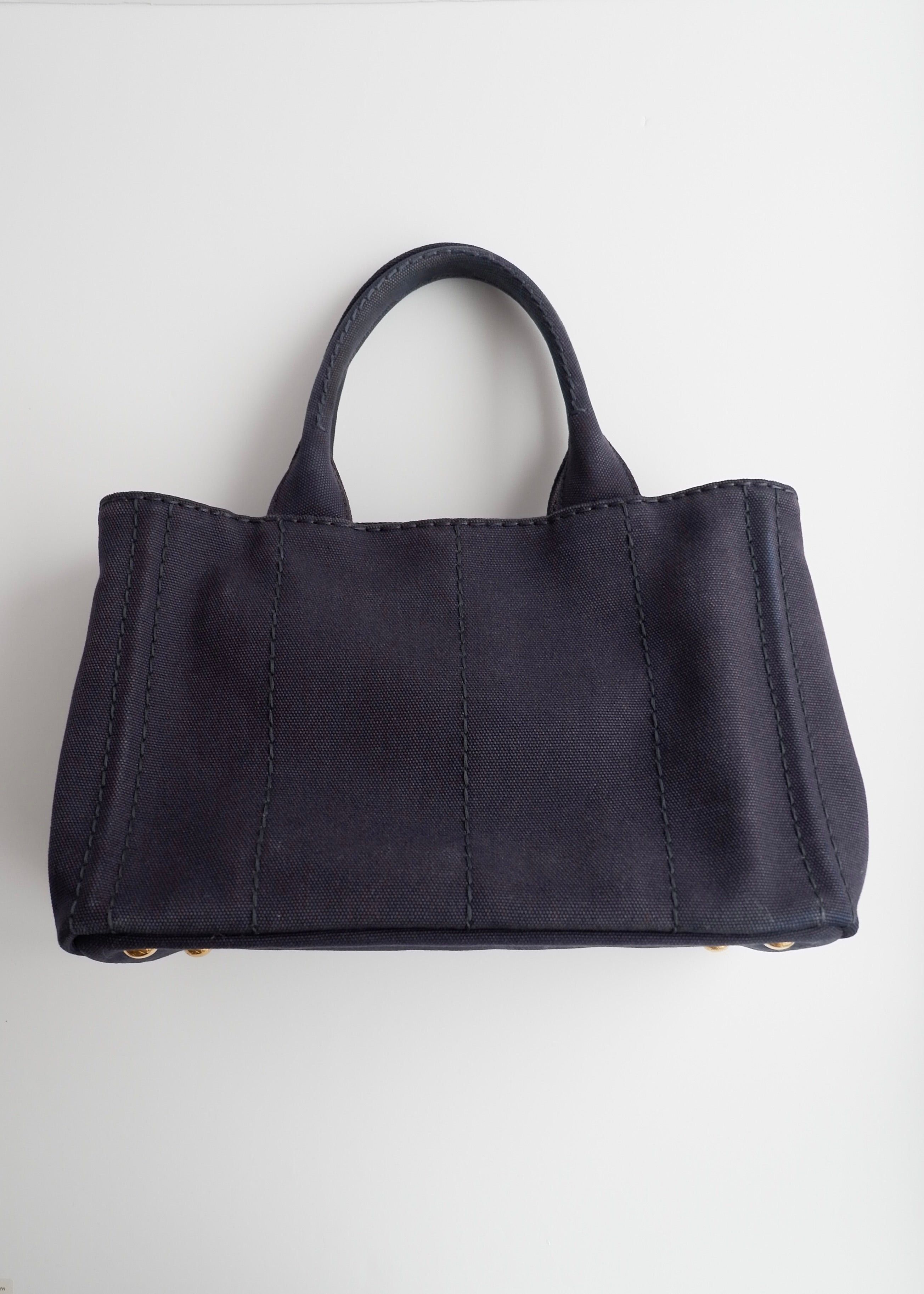 Authentic Preowned Prada Navy Canvas Canapa Two Way Bag