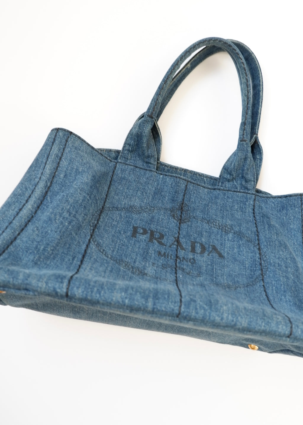 Authentic Preowned Prada Navy Denim Canapa Tote Bag