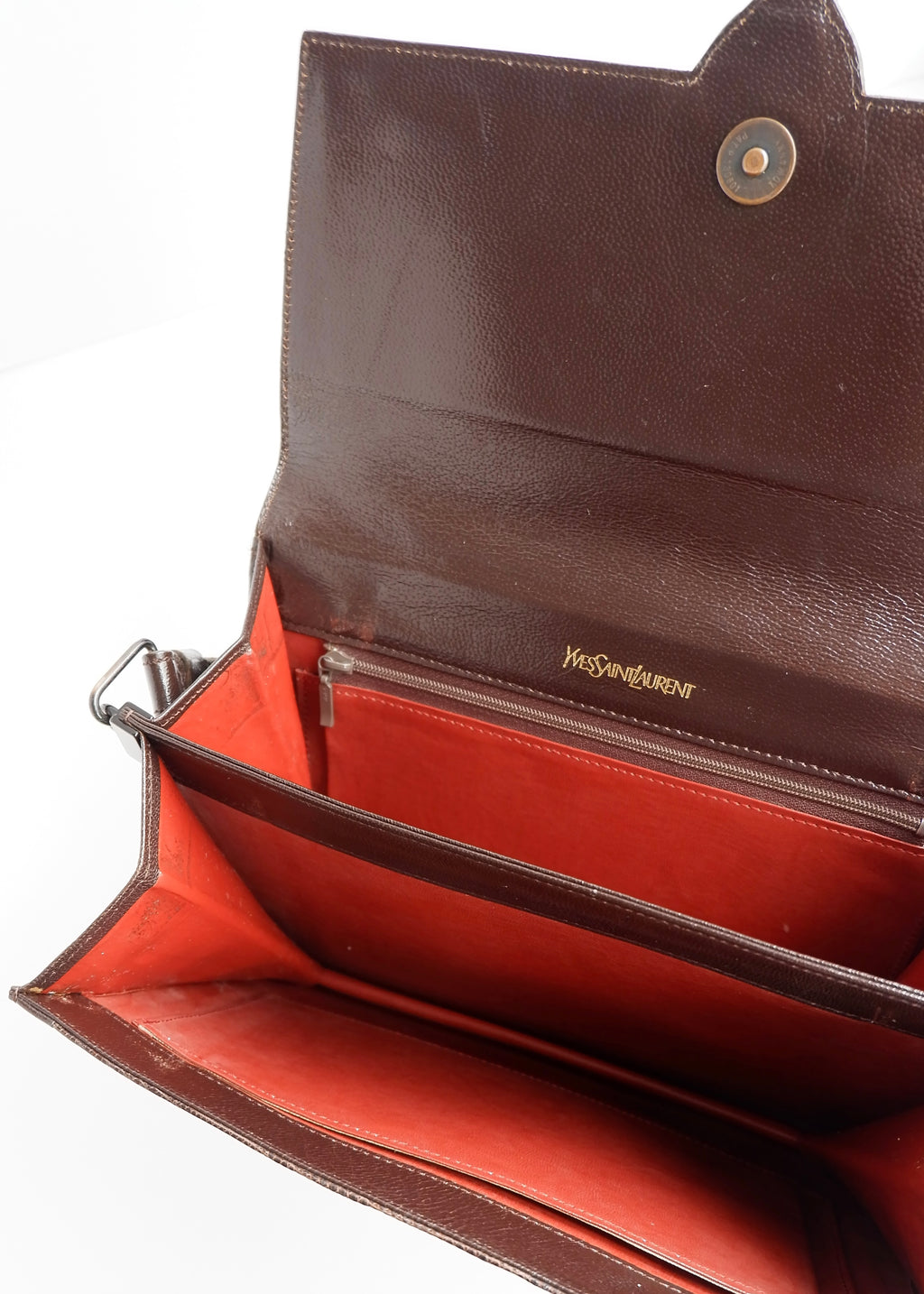 Sac bandoulière YSL vintage authentique en cuir marron d'occasion