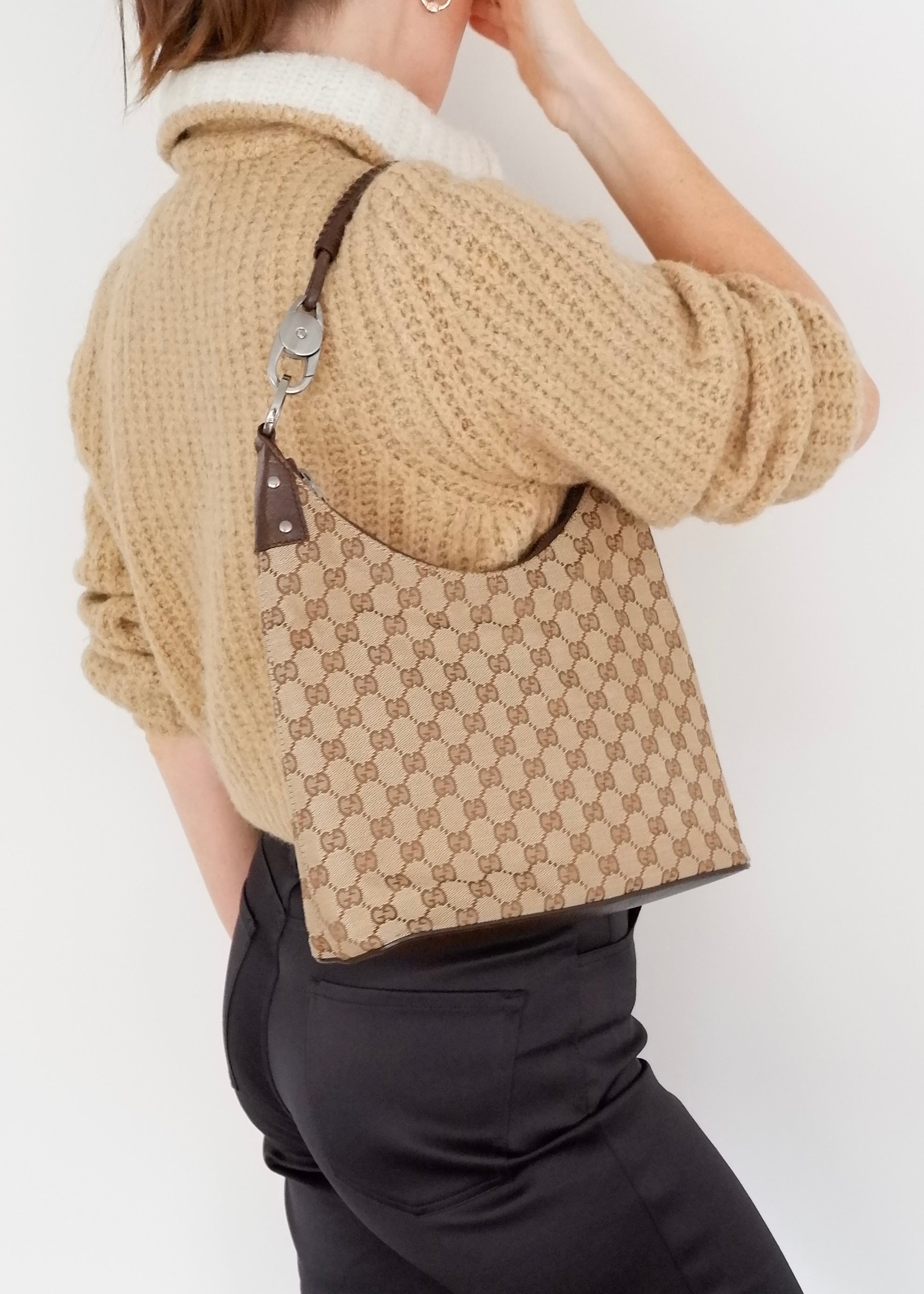 Authentic Preowned Gucci Brown GG Canvas Hobo Shoulder Bag