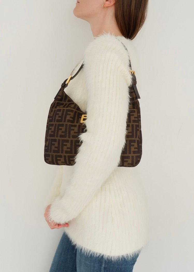 Authentic Preowned Fendi Brown Canvas Zucca Hobo Shoulder Bag
