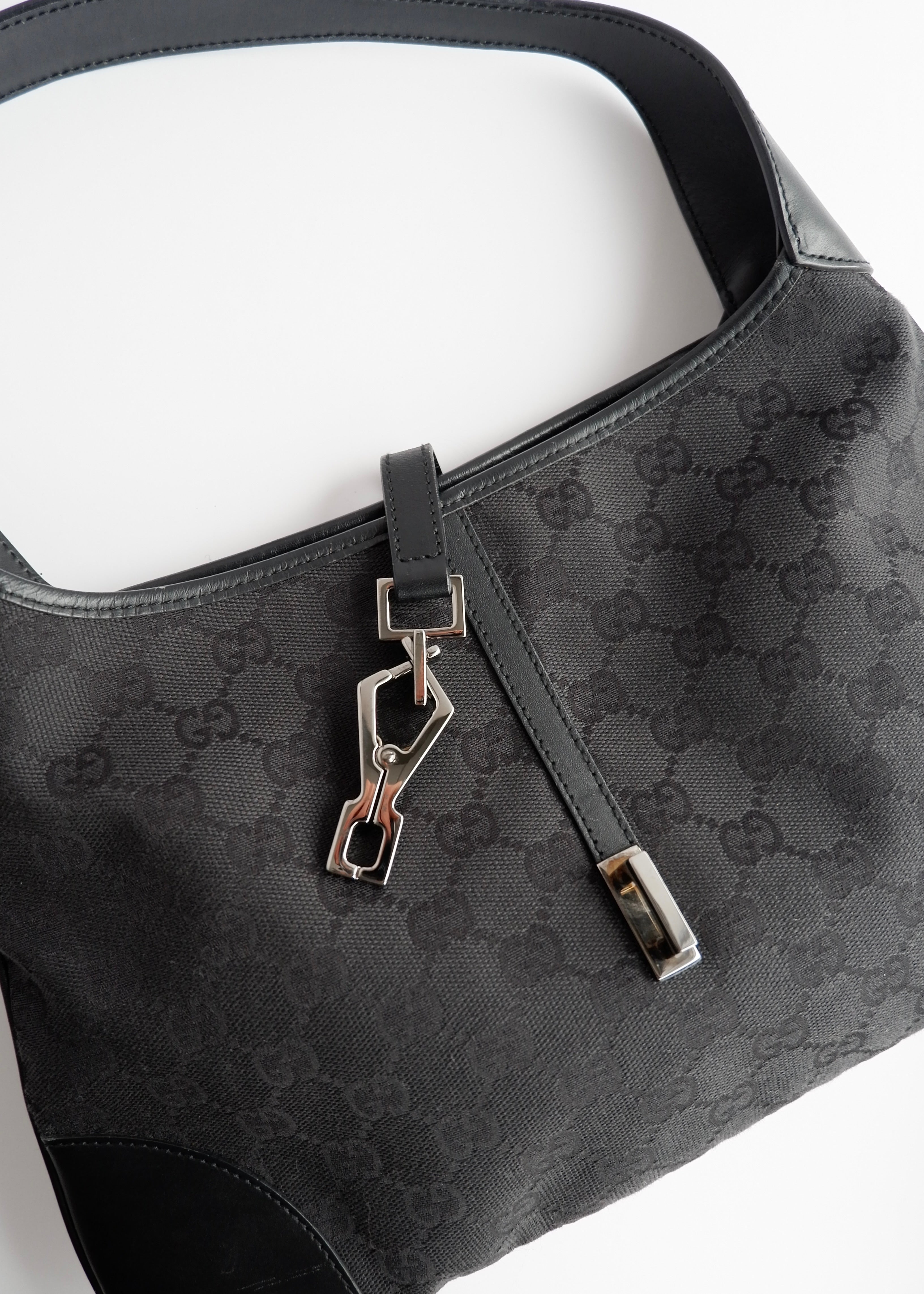 Authentic Preowned Gucci Black GG Canvas Jackie Shoulder Bag
