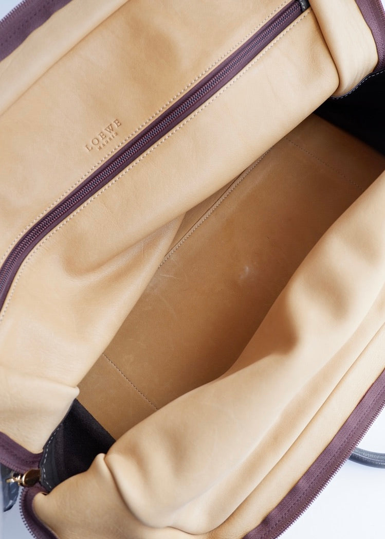 Sac à main Loewe Amazona Grand Modèle en Daim Marron Authentique d'Occasion