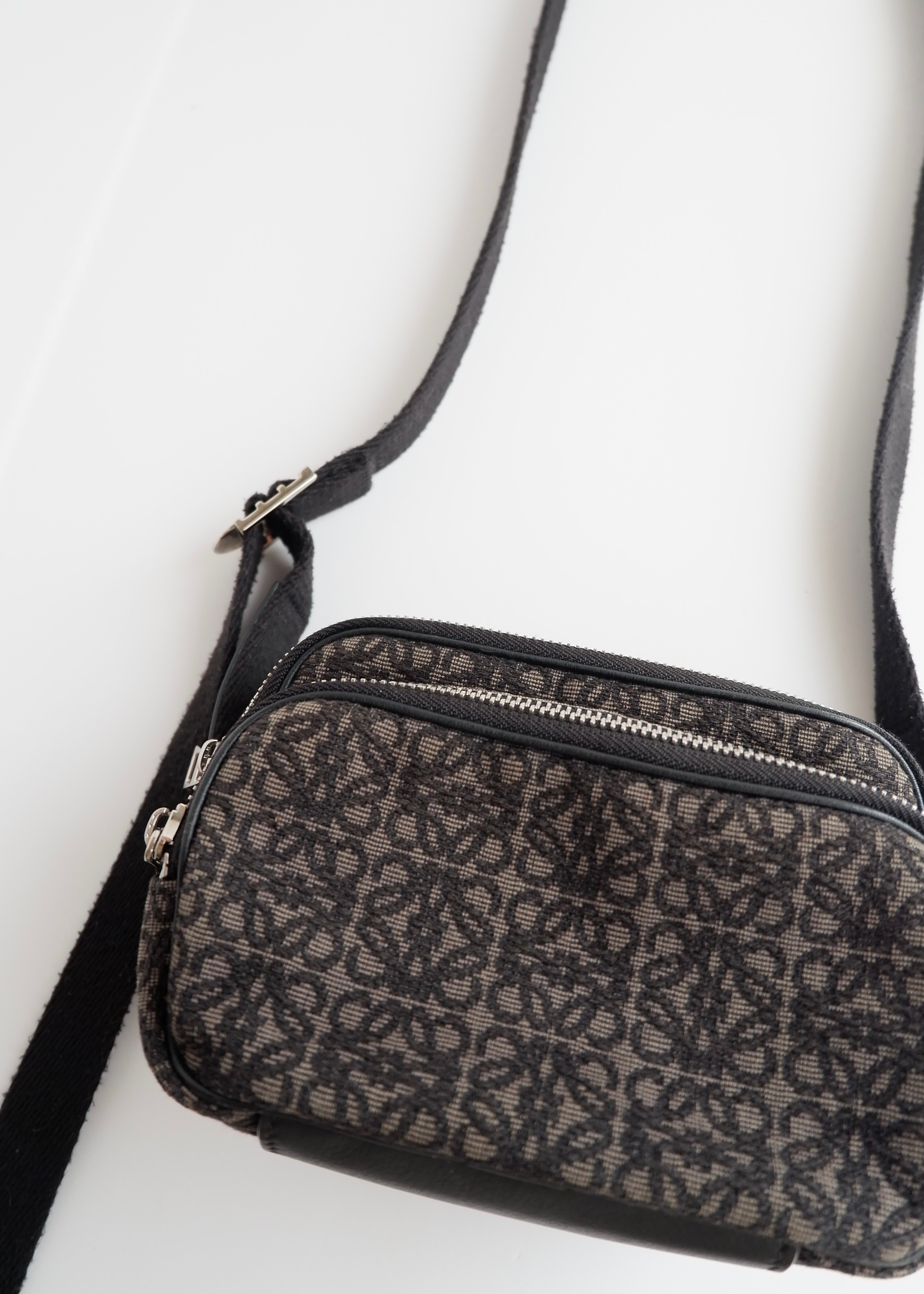Authentic Preowned Loewe Black Canvas Anagram Crossbody Bag