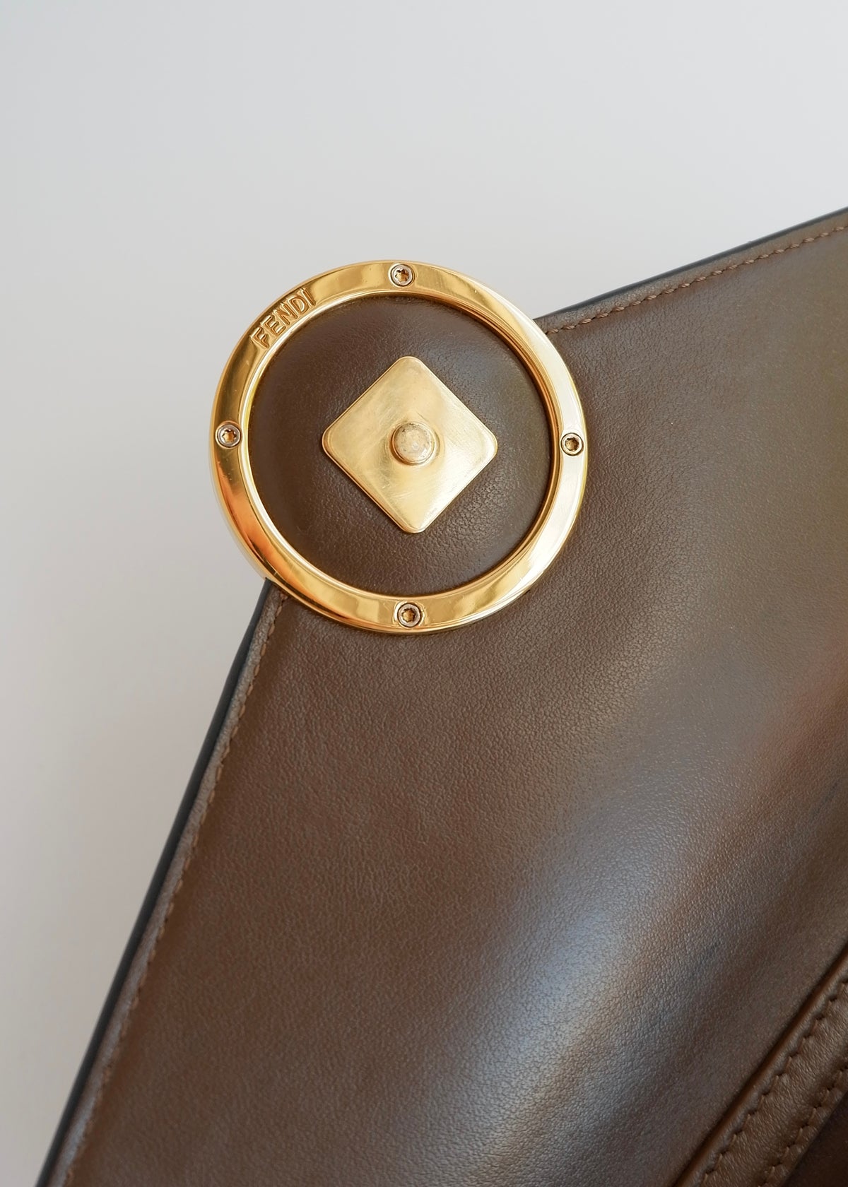Preowned Fendi Brown Zucca Embossed Leather Wallet on Chain