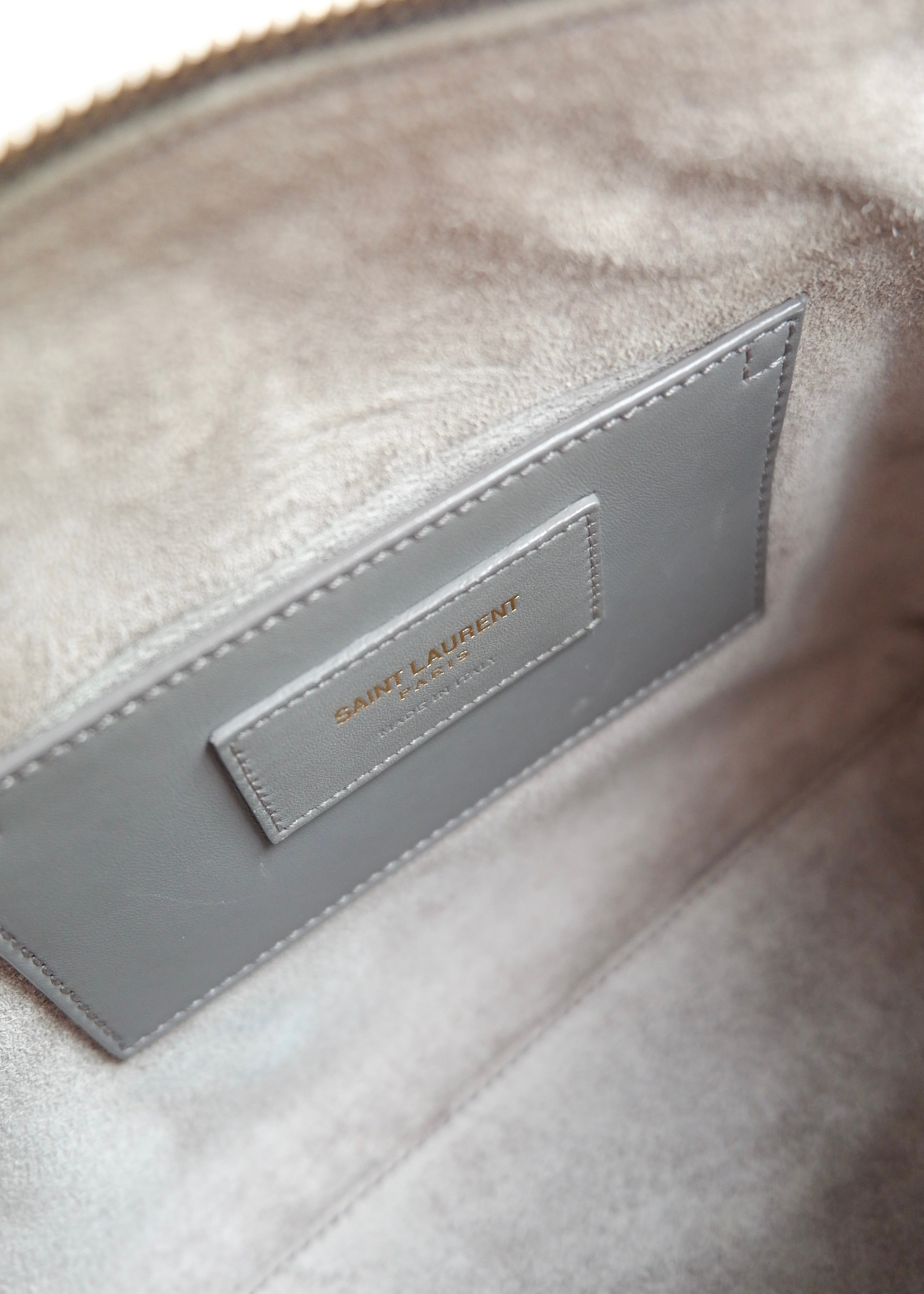 Authentic Preowned Saint Laurent Grey Leather Baby Two Way Duffle