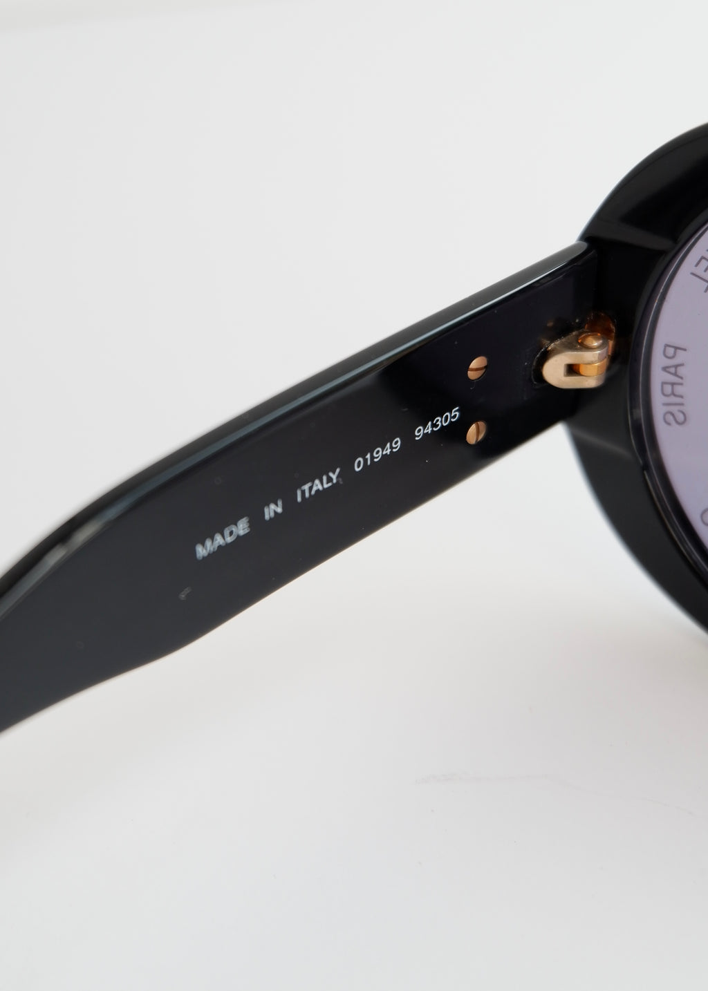 Preowned Vintage Chanel Black Round Rare "CHANEL PARIS" Sunglasses
