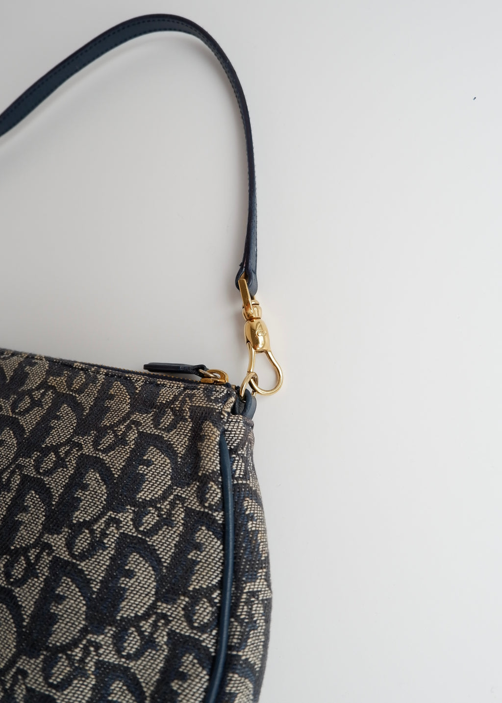 Authentic Preowned Vintage Dior Navy Oblique Canvas Saddle Bag