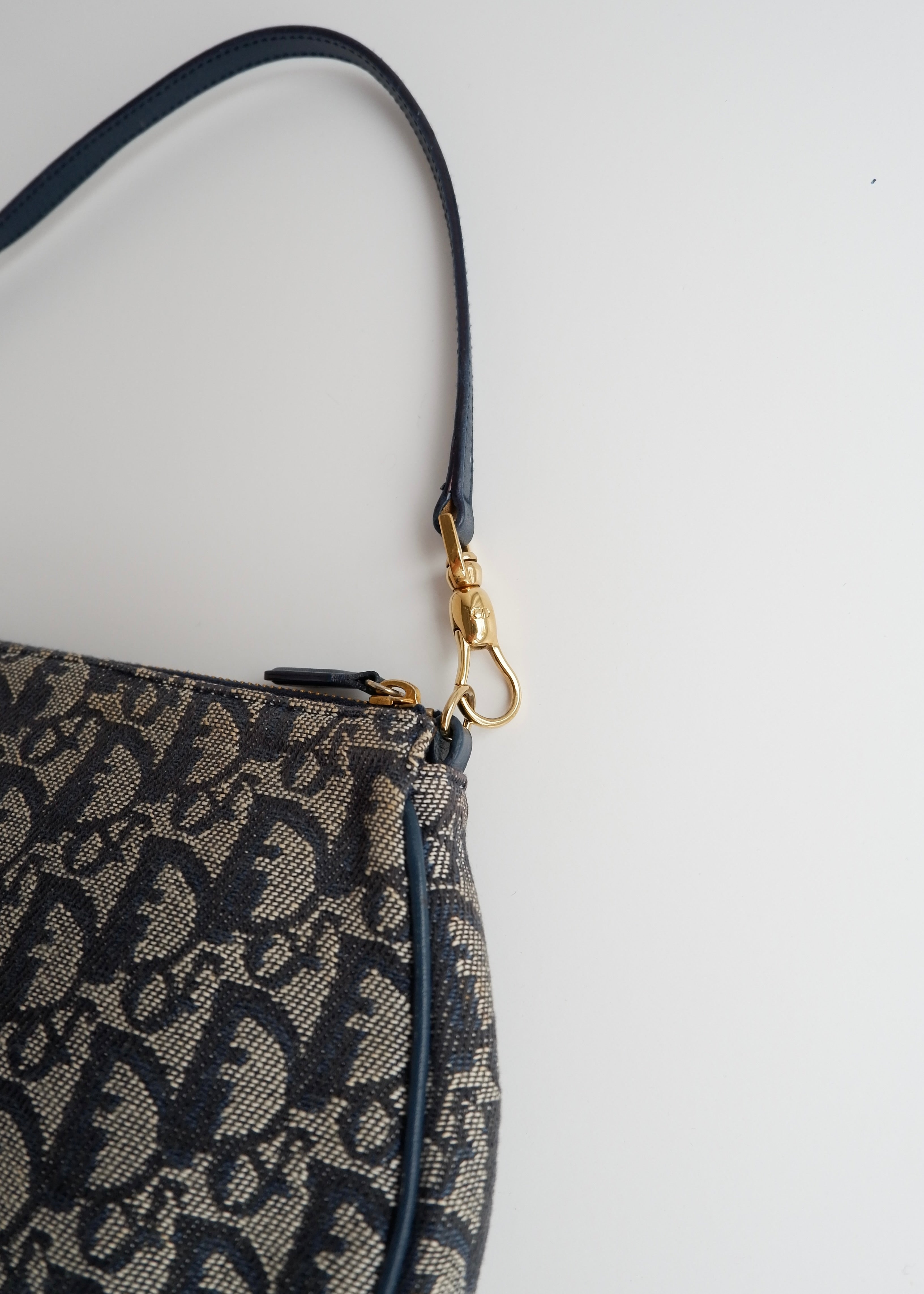 Authentic Preowned Vintage Dior Navy Oblique Canvas Saddle Bag