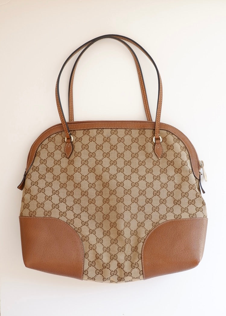 Preowned Gucci Brown GG Canvas Bowler Shoulder Bag