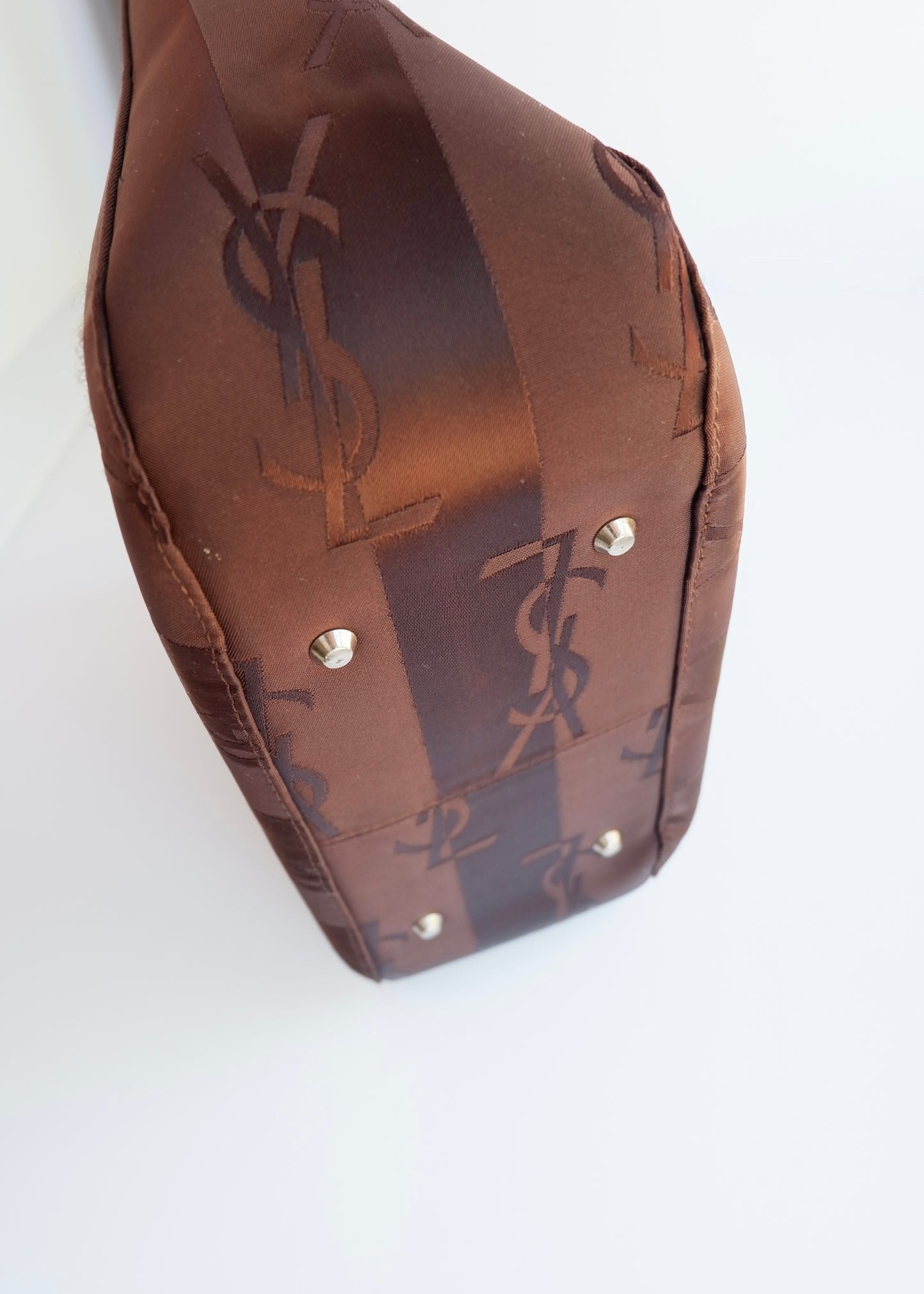 Authentic Preowned Vintage YSL Brown Nylon/ Leather Shoulder Bag