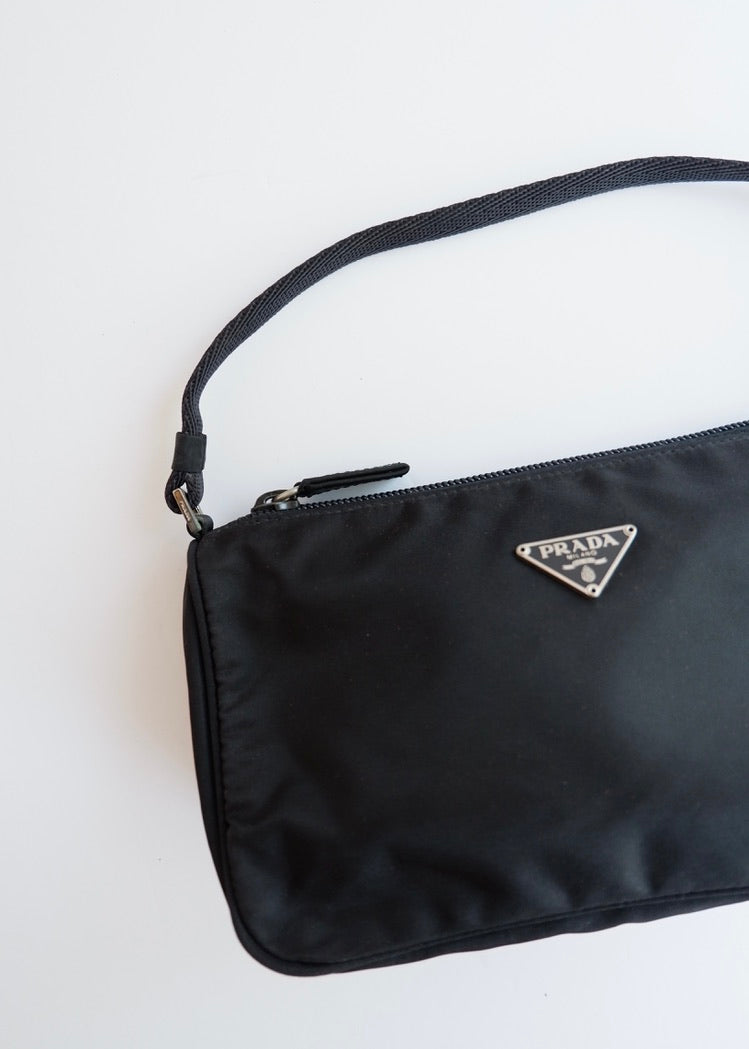 Preowned Prada Black Nylon Pochette Shoulder Bag