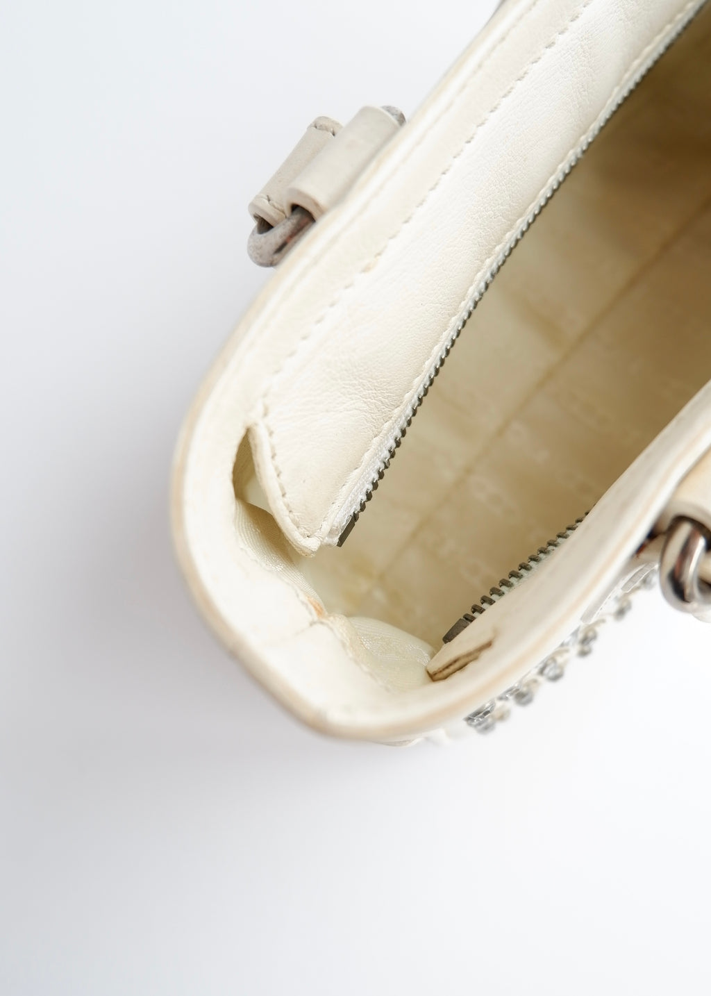 Authentic Preowned Celine White Leather/ Gem Stone Mini Boogie Bag