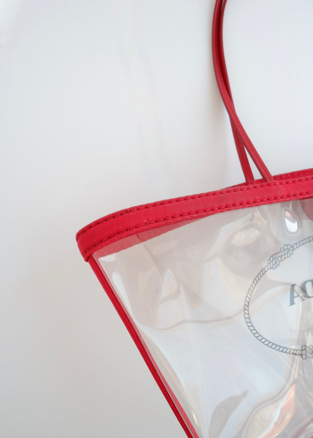 Authentic Preowned Prada Red Canvas/ Transparent Tote Bag