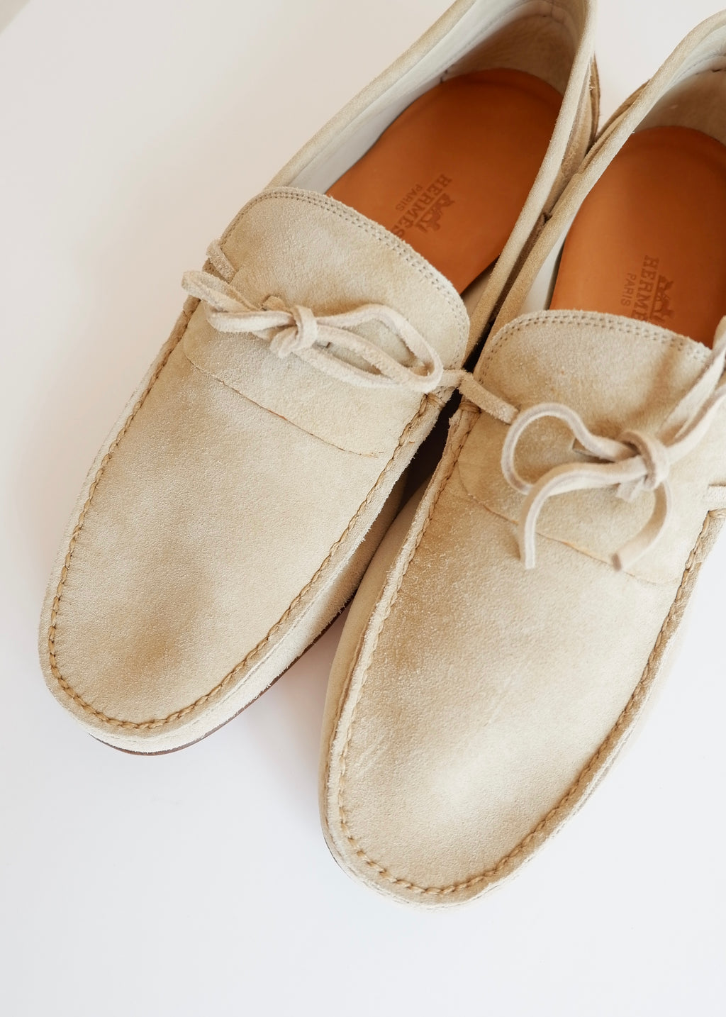 Authentic Preowned Hermes Light Beige Suede Loafers - 40