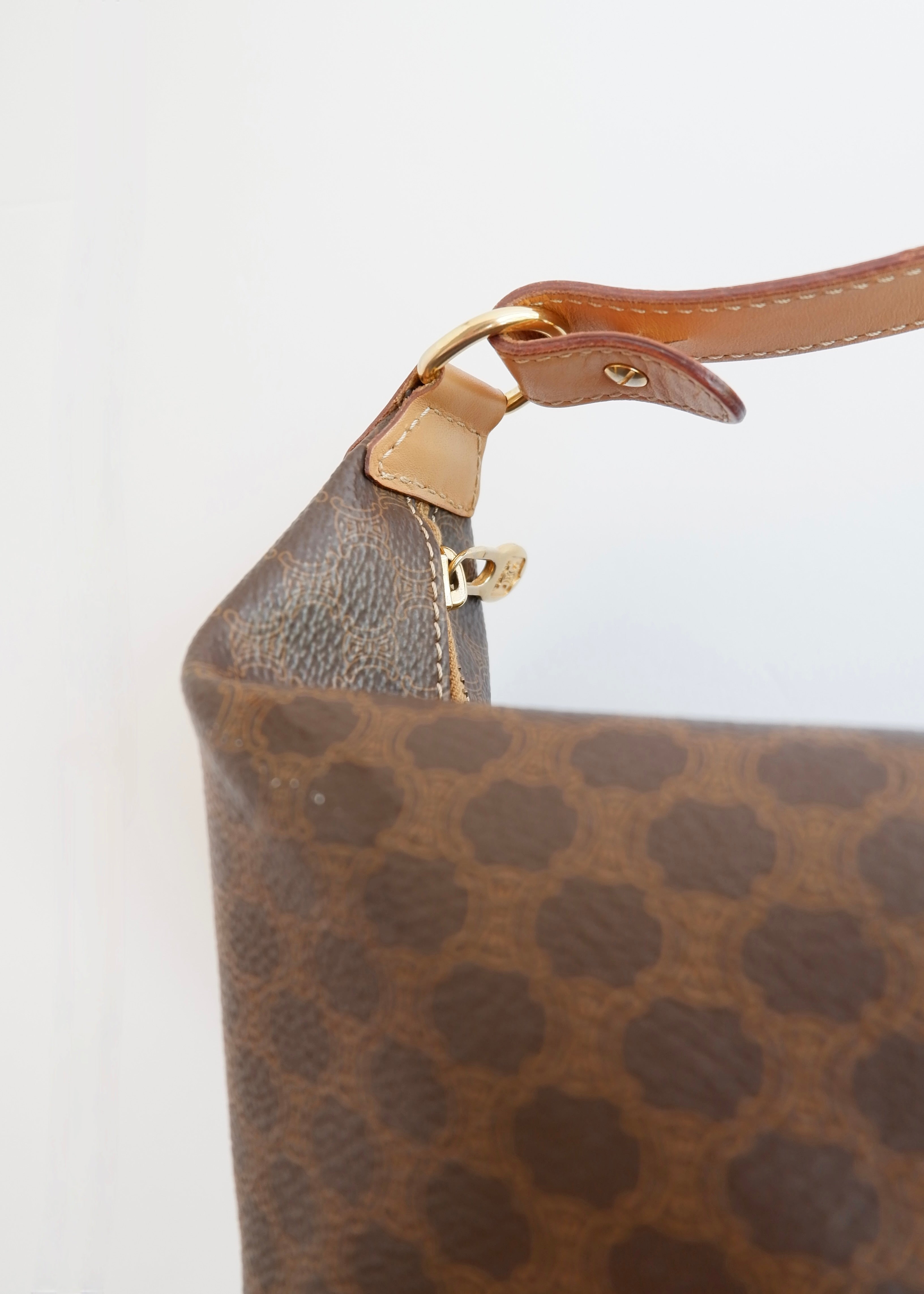 Preowned Vintage Celine Brown Macadam Print Shoulder Bag