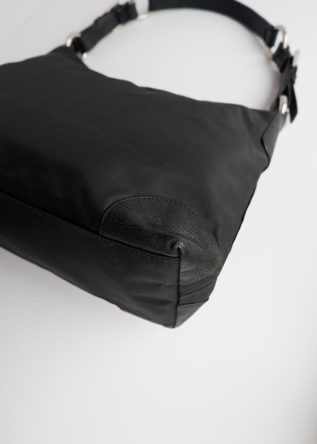 Authentic Preowned Prada Black Nylon Embroidered Hobo Shoulder Bag