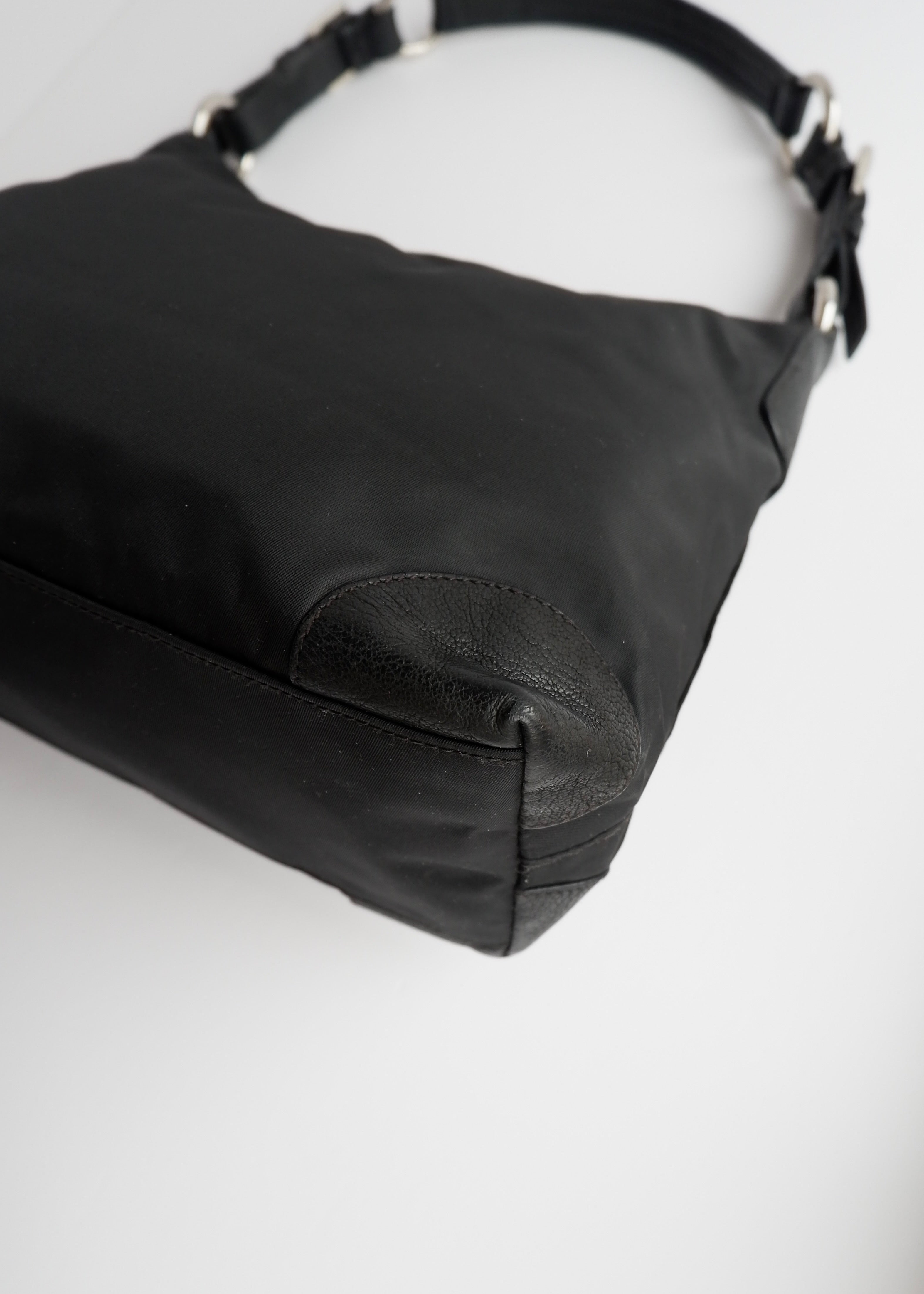Authentic Preowned Prada Black Nylon Embroidered Hobo Shoulder Bag