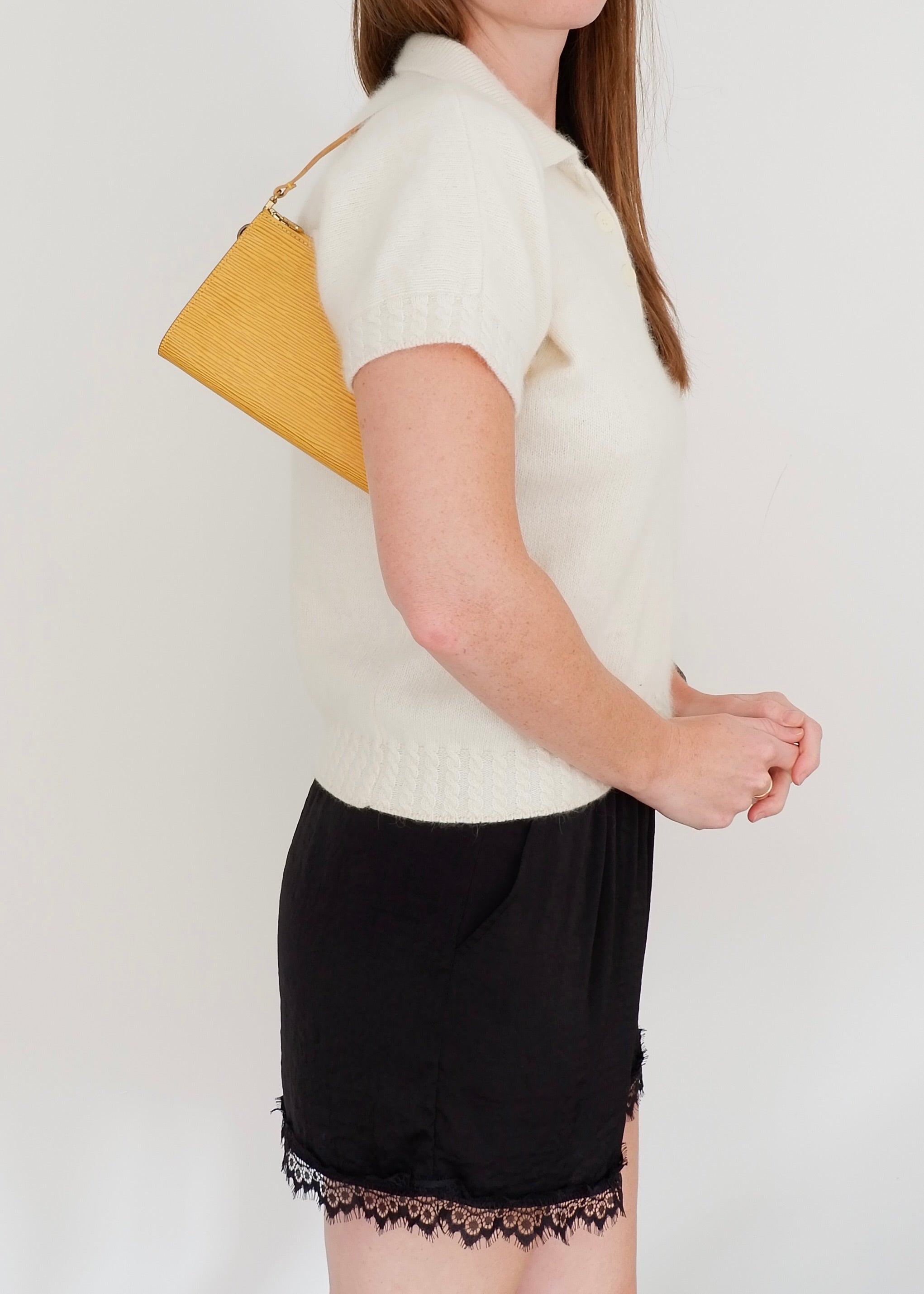 Preowned Louis Vuitton Yellow Epi Leather Pochette Shoulder Bag