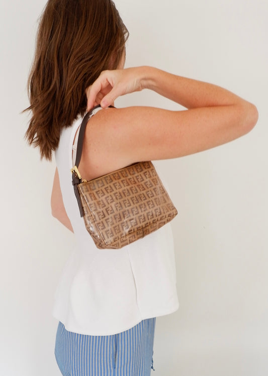 Authentic Preowned Fendi Brown Zucchino Micro Handbag