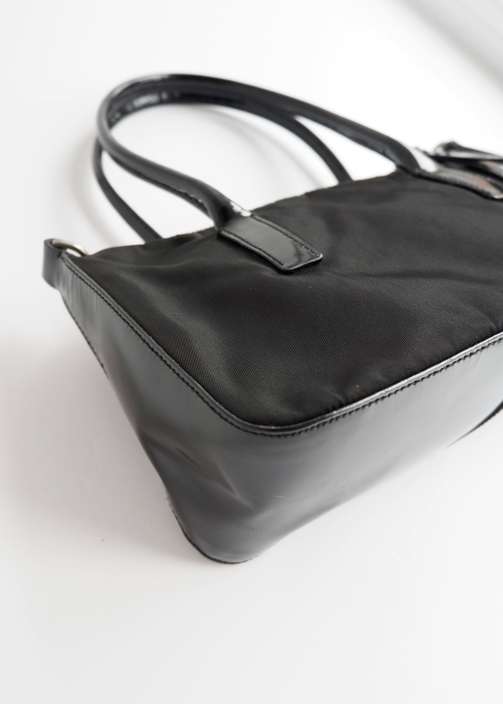 Preowned Prada Black Nylon/ Patent Two Way Bag