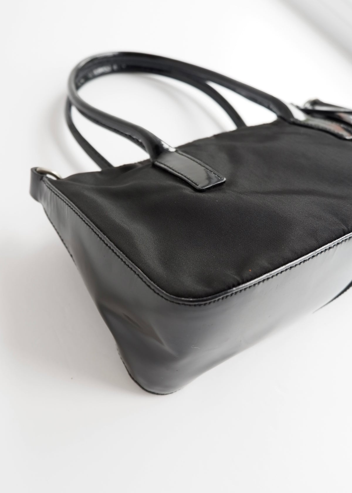 Preowned Prada Black Nylon/ Patent Two Way Bag