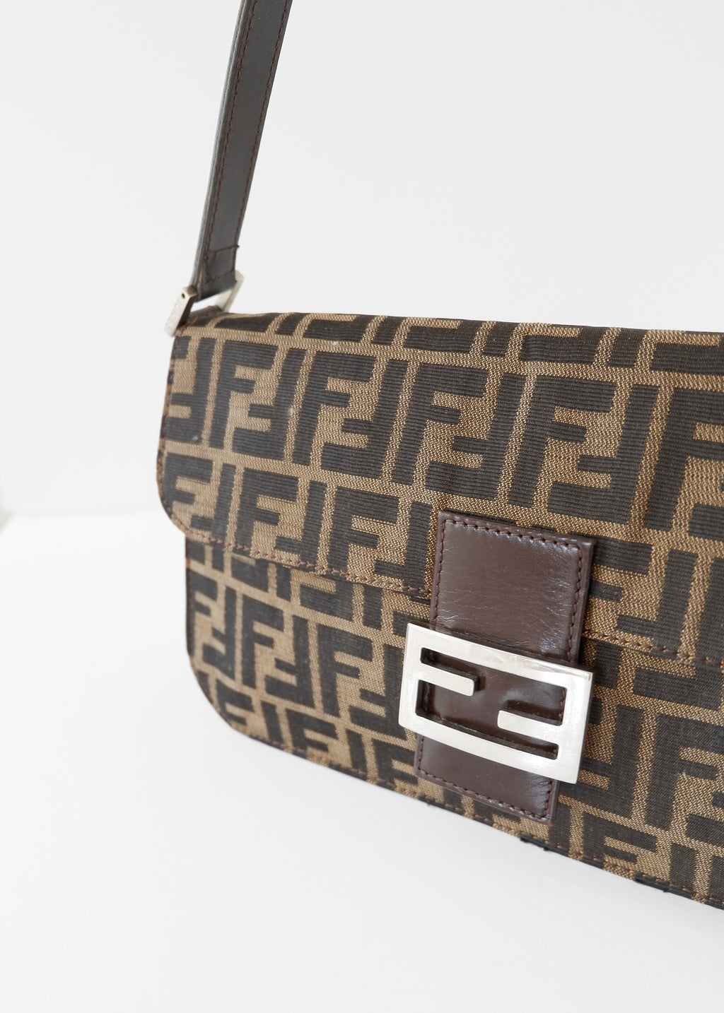 Authentic Preowned Vintage Fendi Brown Zucca Shoulder Bag