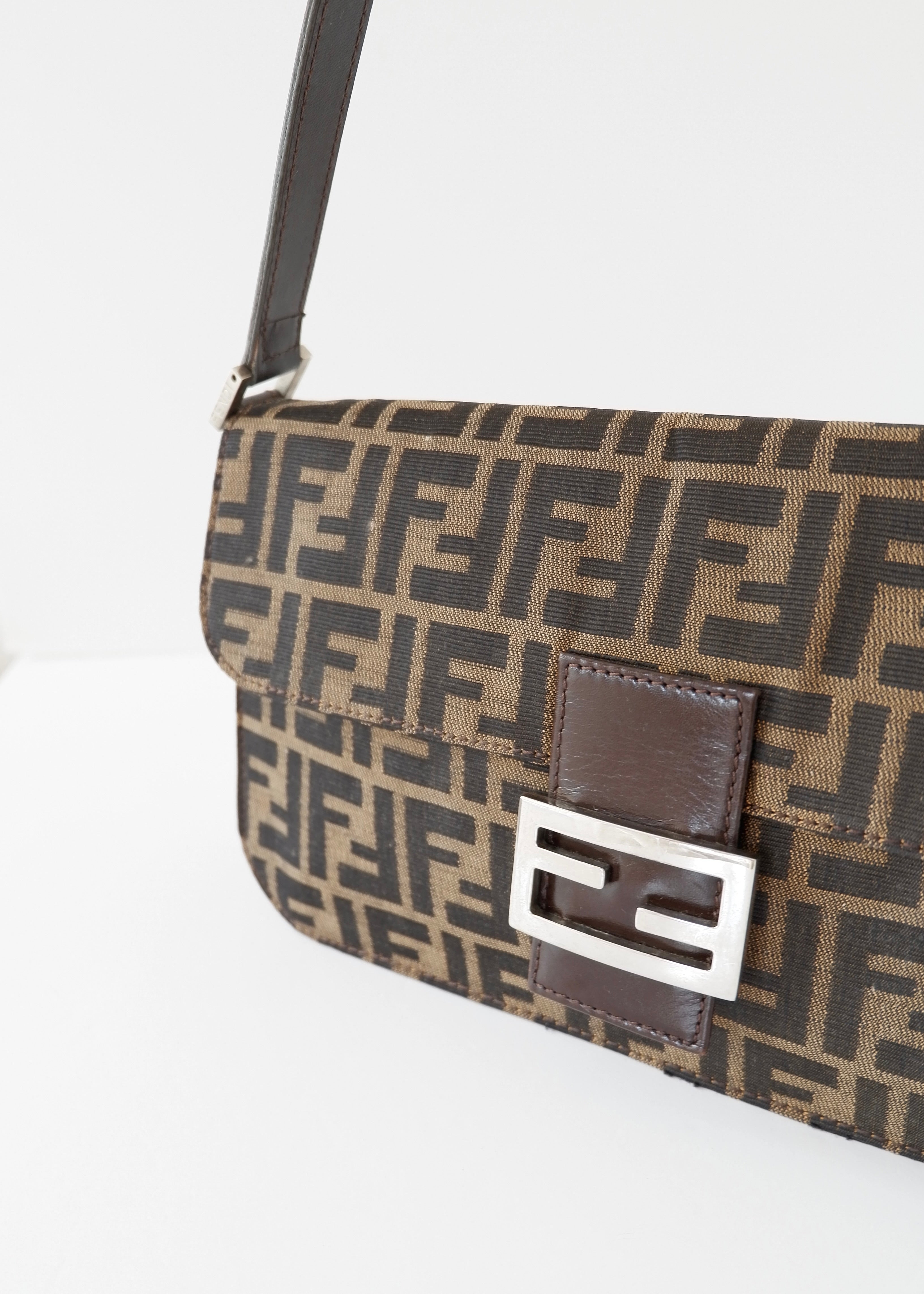 Authentic Preowned Vintage Fendi Brown Zucca Shoulder Bag